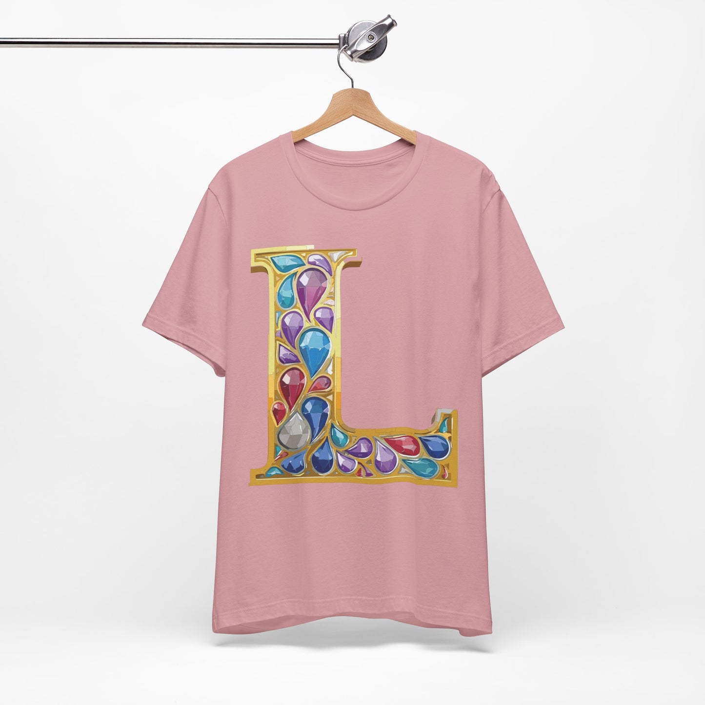 Letter Shirt, Shirt with Letters, Tee Shirt with Gold Letter, Shirt with Antique Letters
