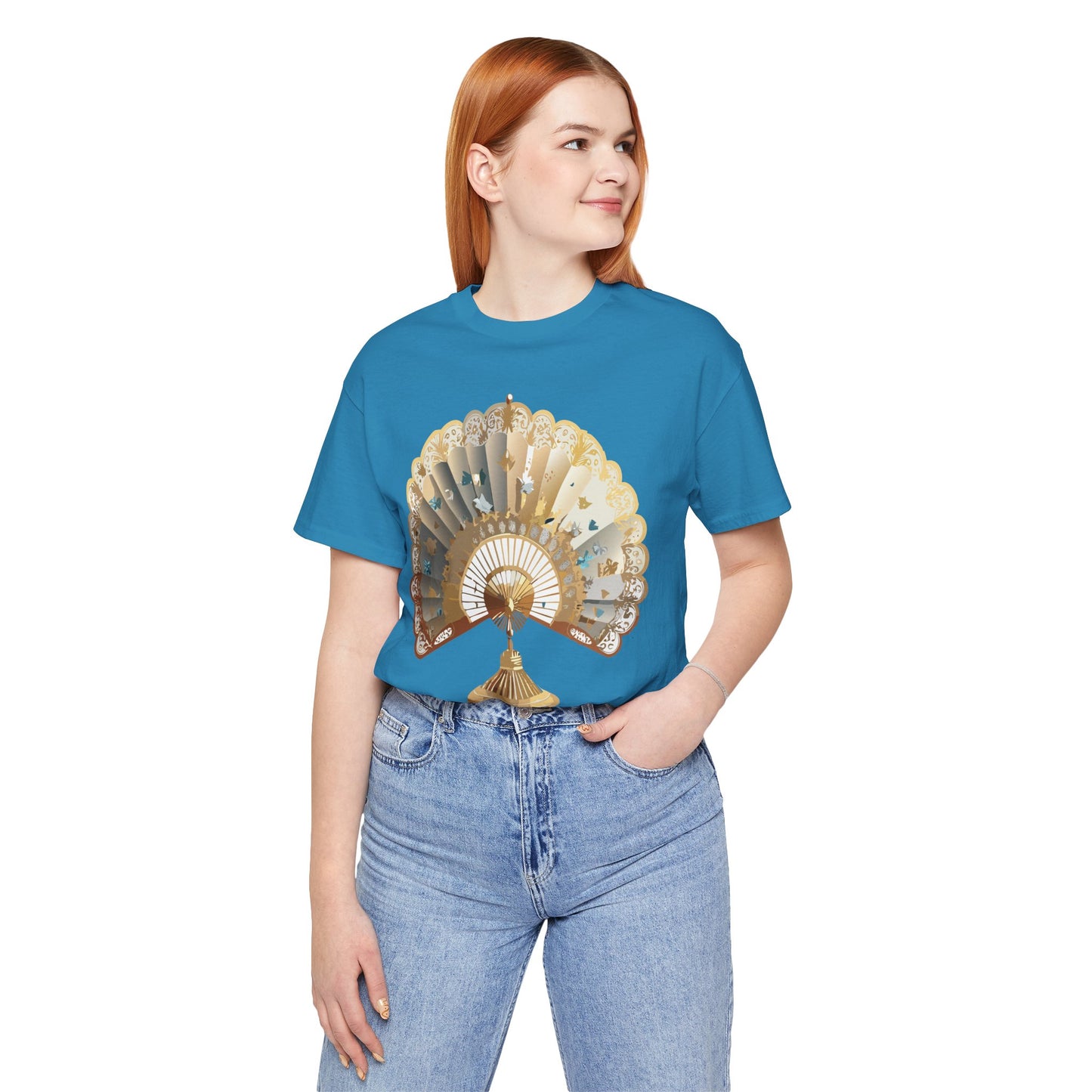 Fan shirt, Shirt with Fan, Tee Shirt with Gold Blower
