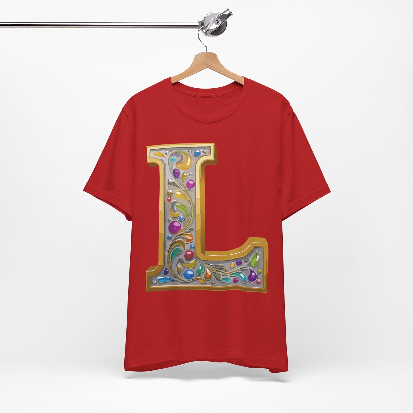 Letter Shirt, Shirt with Letters, Tee Shirt with Gold Letter, Shirt with Antique Letters