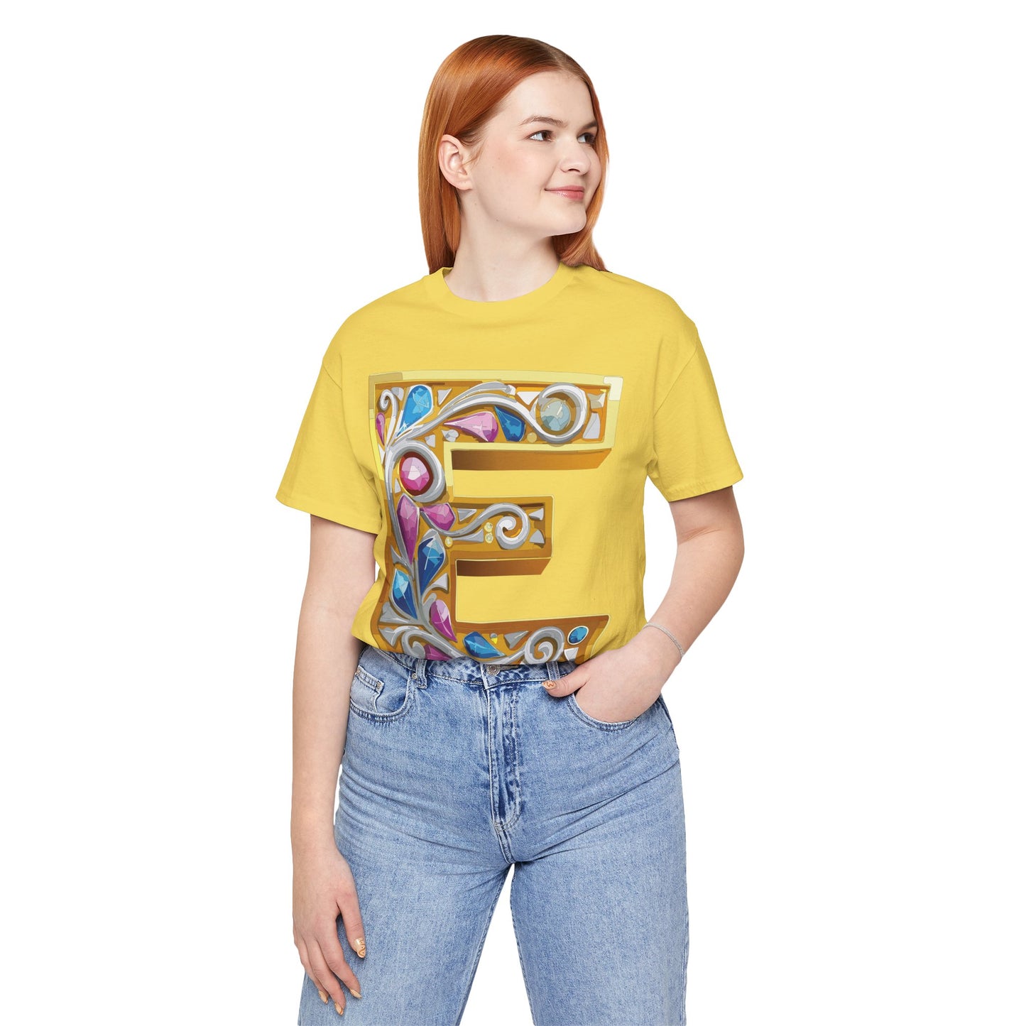 Letter Shirt, Shirt with Letters, Tee Shirt with Gold Letter, Shirt with Antique Letters