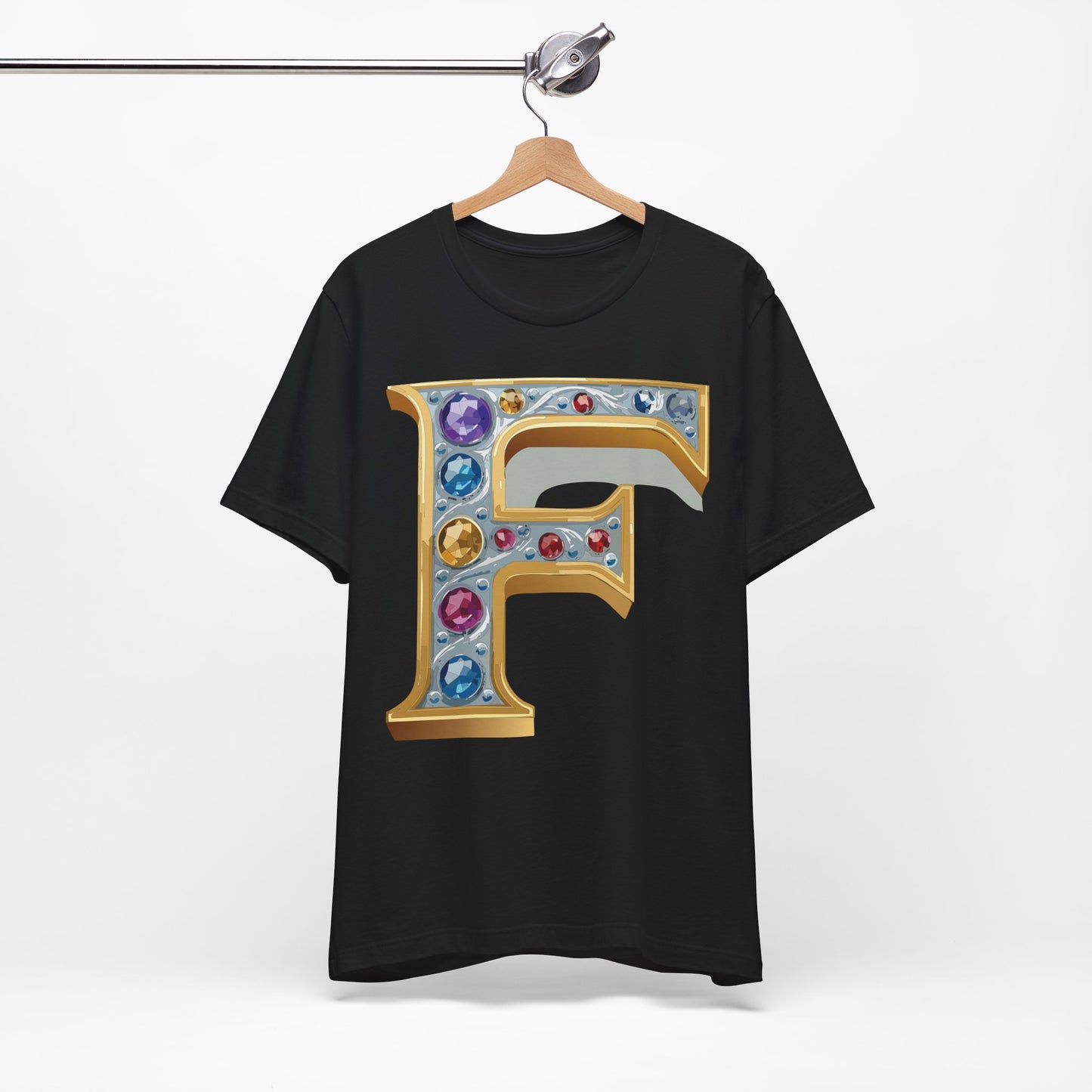 Letter Shirt, Shirt with Letters, Tee Shirt with Gold Letter, Shirt with Antique Letters