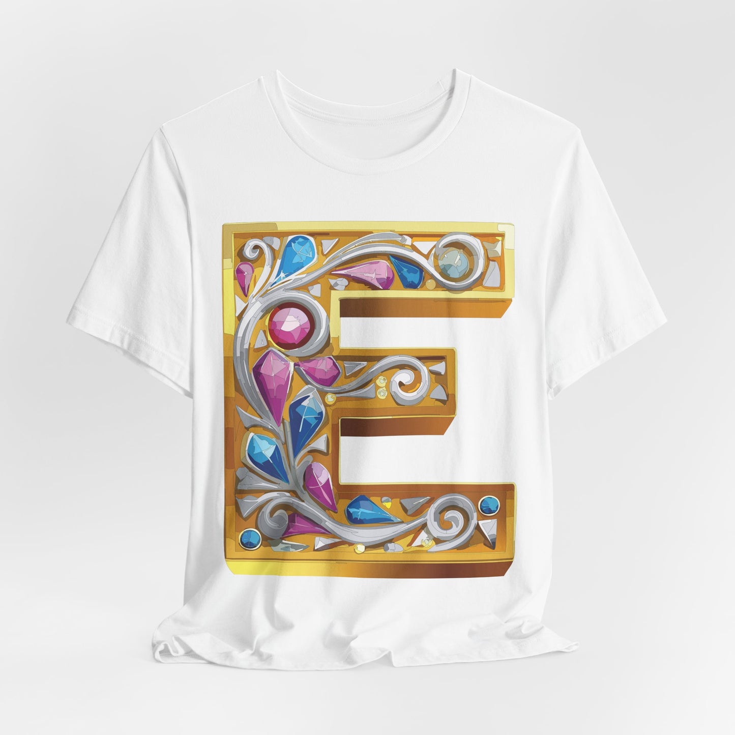 Letter Shirt, Shirt with Letters, Tee Shirt with Gold Letter, Shirt with Antique Letters
