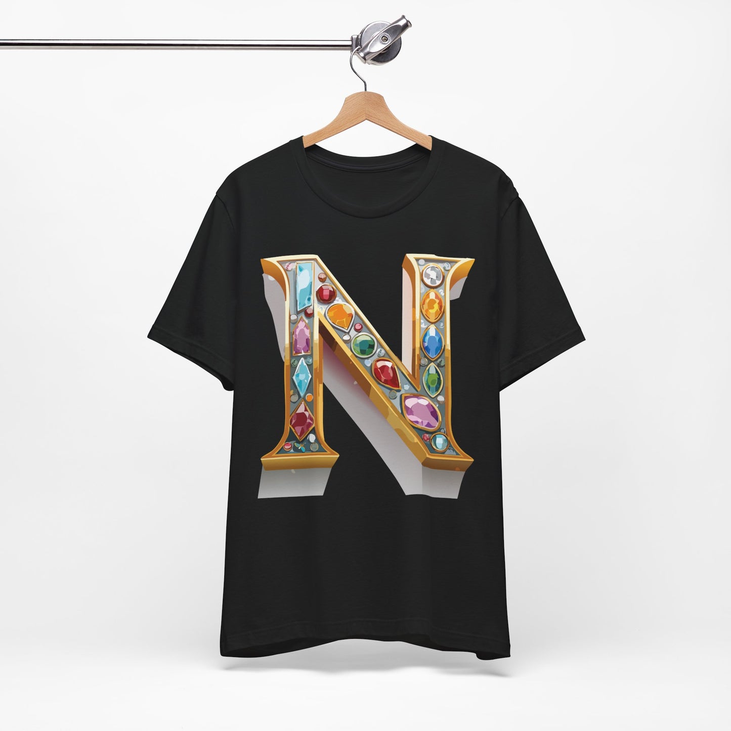 Letter Shirt, Shirt with Letters, Tee Shirt with Gold Letter, Shirt with Antique Letters