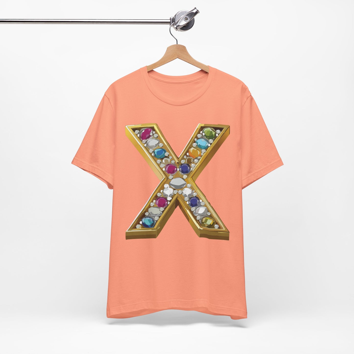 Letter Shirt, Shirt with Letters, Tee Shirt with Gold Letter, Shirt with Antique Letters