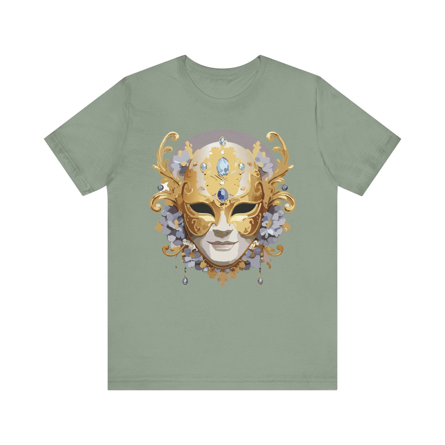 Mask Shirt, Shirt with Mask, Tee Shirt with Gold Face