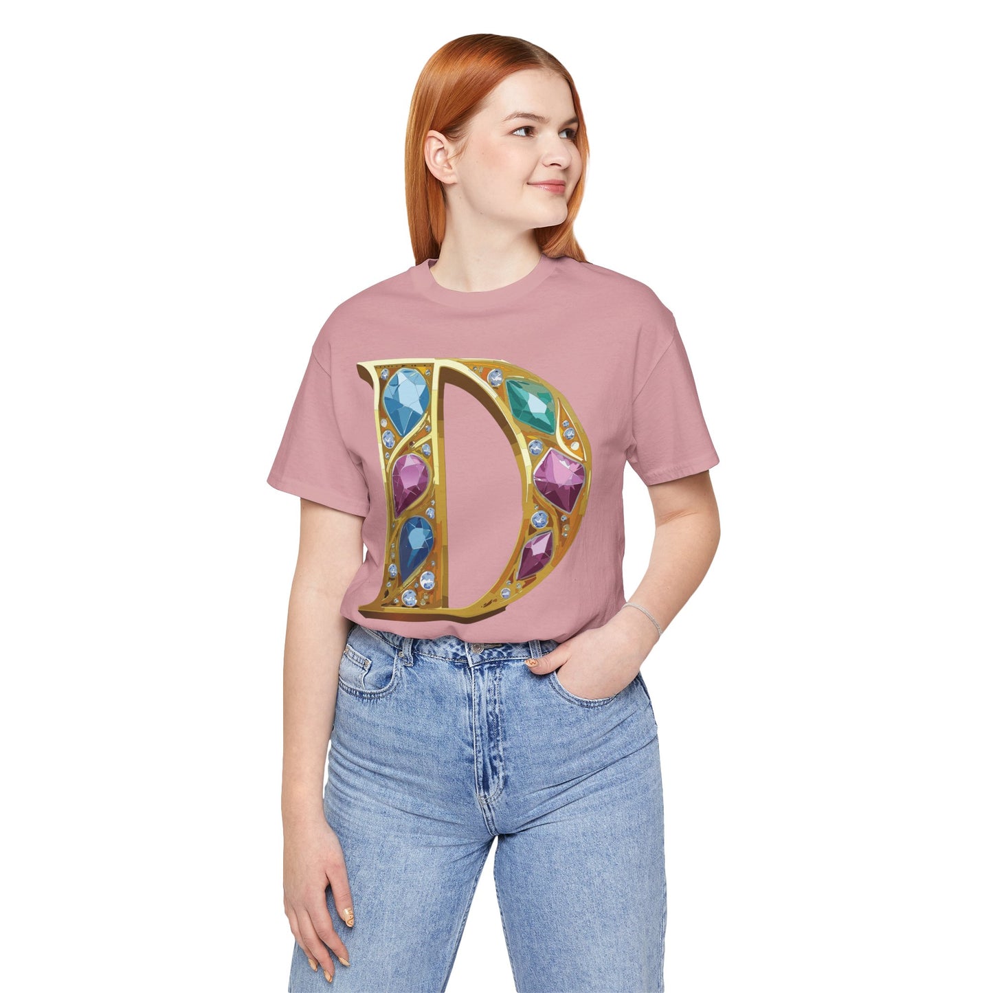 Letter Shirt, Shirt with Letters, Tee Shirt with Gold Letter, Shirt with Antique Letters