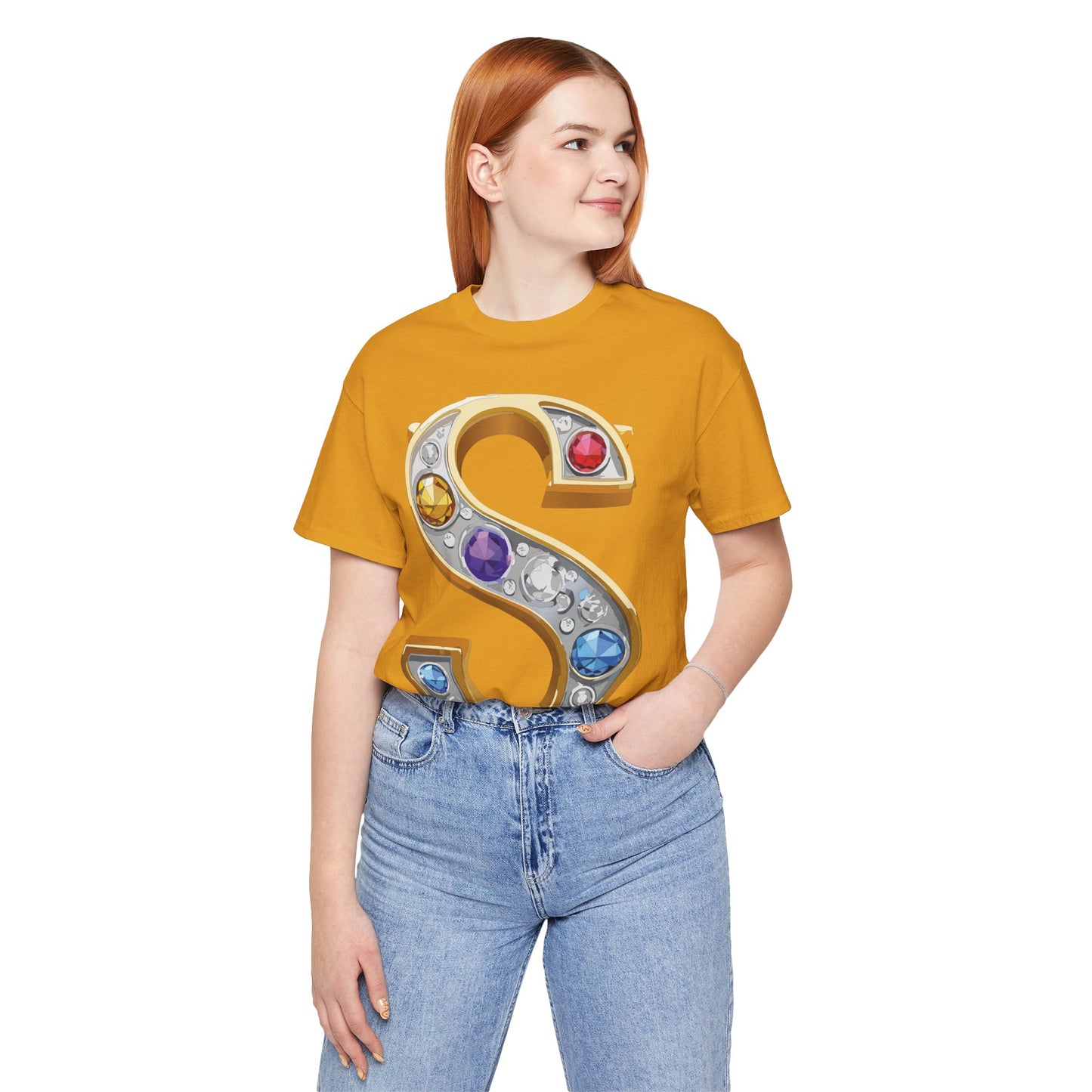 Letter Shirt, Shirt with Letters, Tee Shirt with Gold Letter, Shirt with Antique Letters