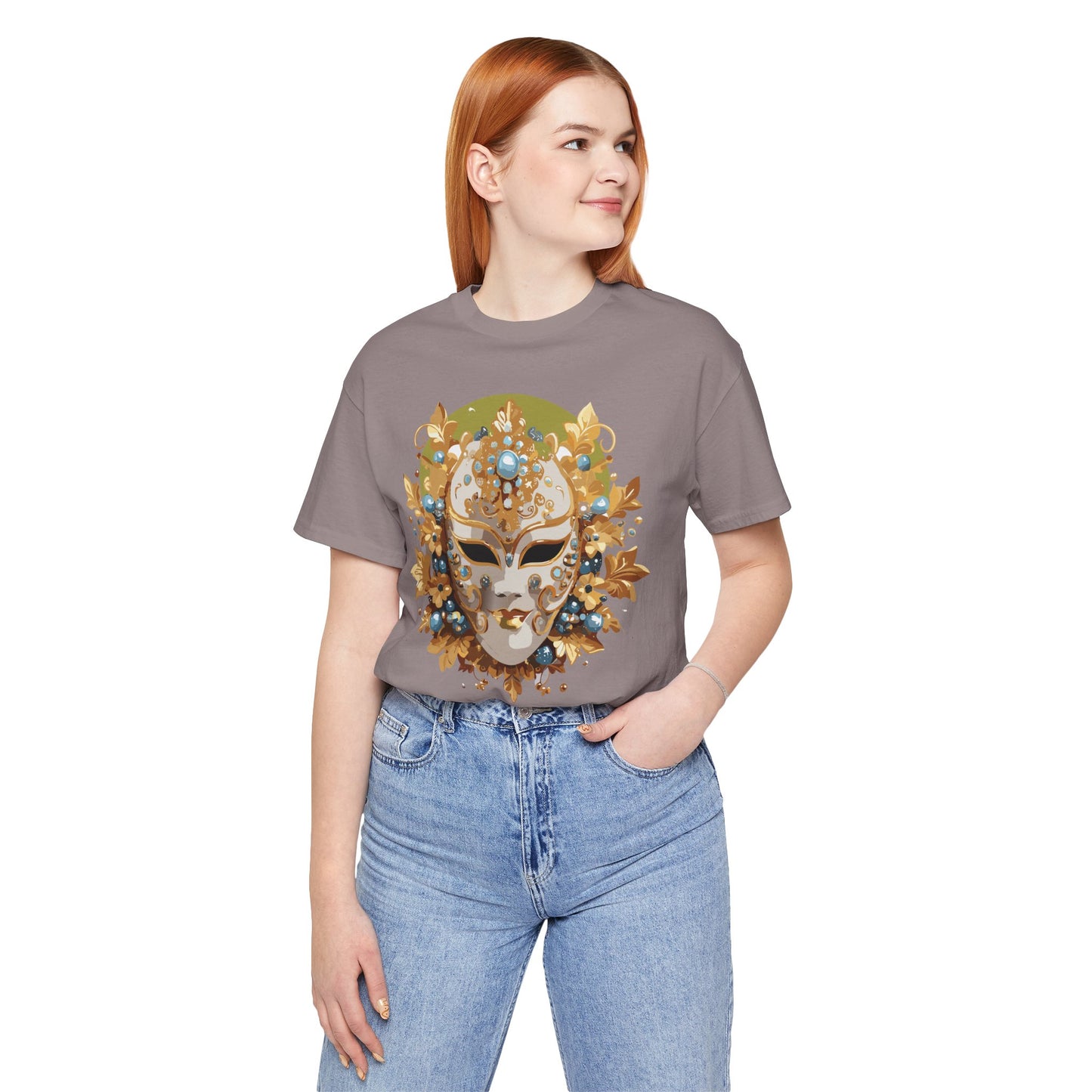 Mask Shirt, Shirt with Mask, Tee Shirt with Gold Face
