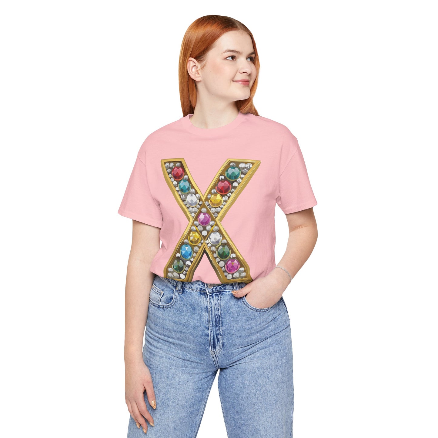 Letter Shirt, Shirt with Letters, Tee Shirt with Gold Letter, Shirt with Antique Letters