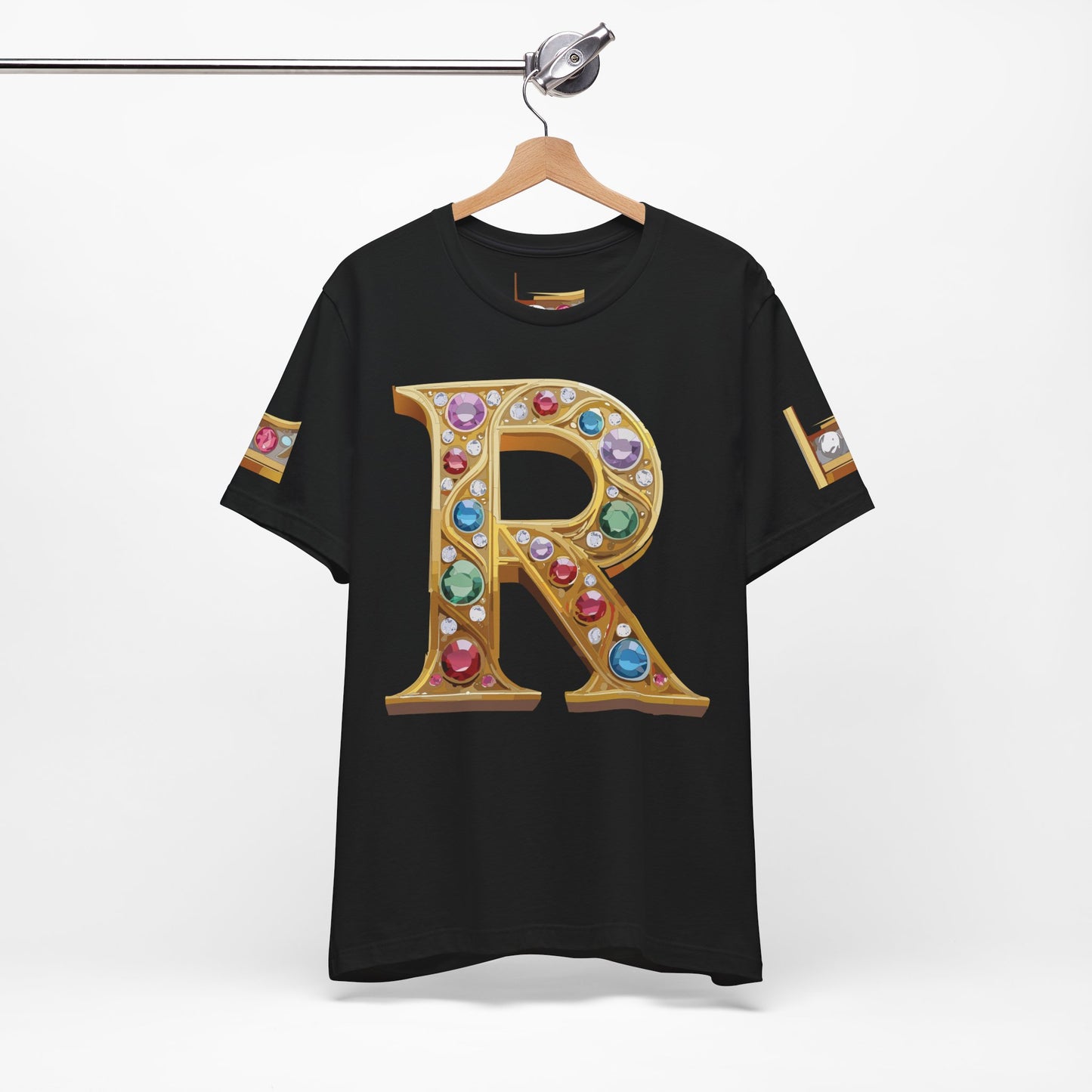 Letter Shirt, Shirt with Letters, Tee Shirt with Gold Letter, Shirt with Antique Letters
