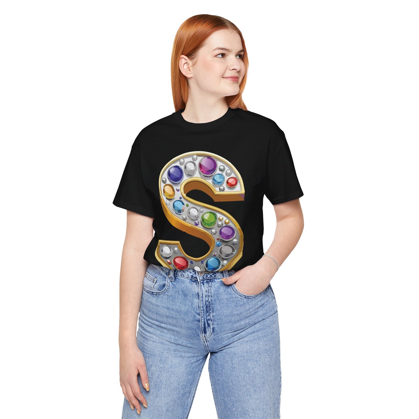 Letter Shirt, Shirt with Letters, Tee Shirt with Gold Letter, Shirt with Antique Letters
