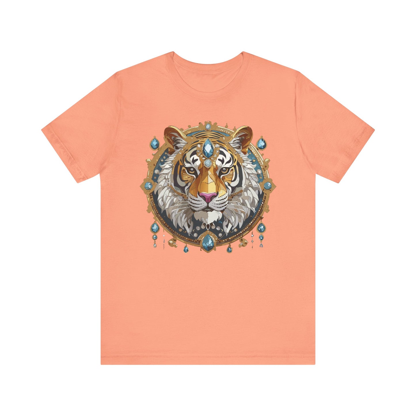 Animal Shirt, Shirt with Animal, Tee Shirt with Gold Animal Medal, Shirt with Antique Animal Medallion
