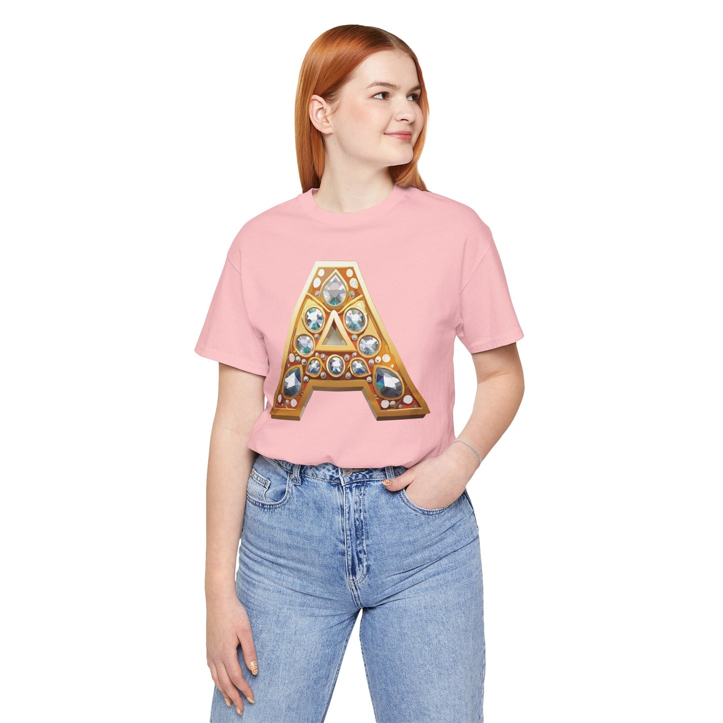 Letter Shirt, Shirt with Letters, Tee Shirt with Gold Letter, Shirt with Antique Letters
