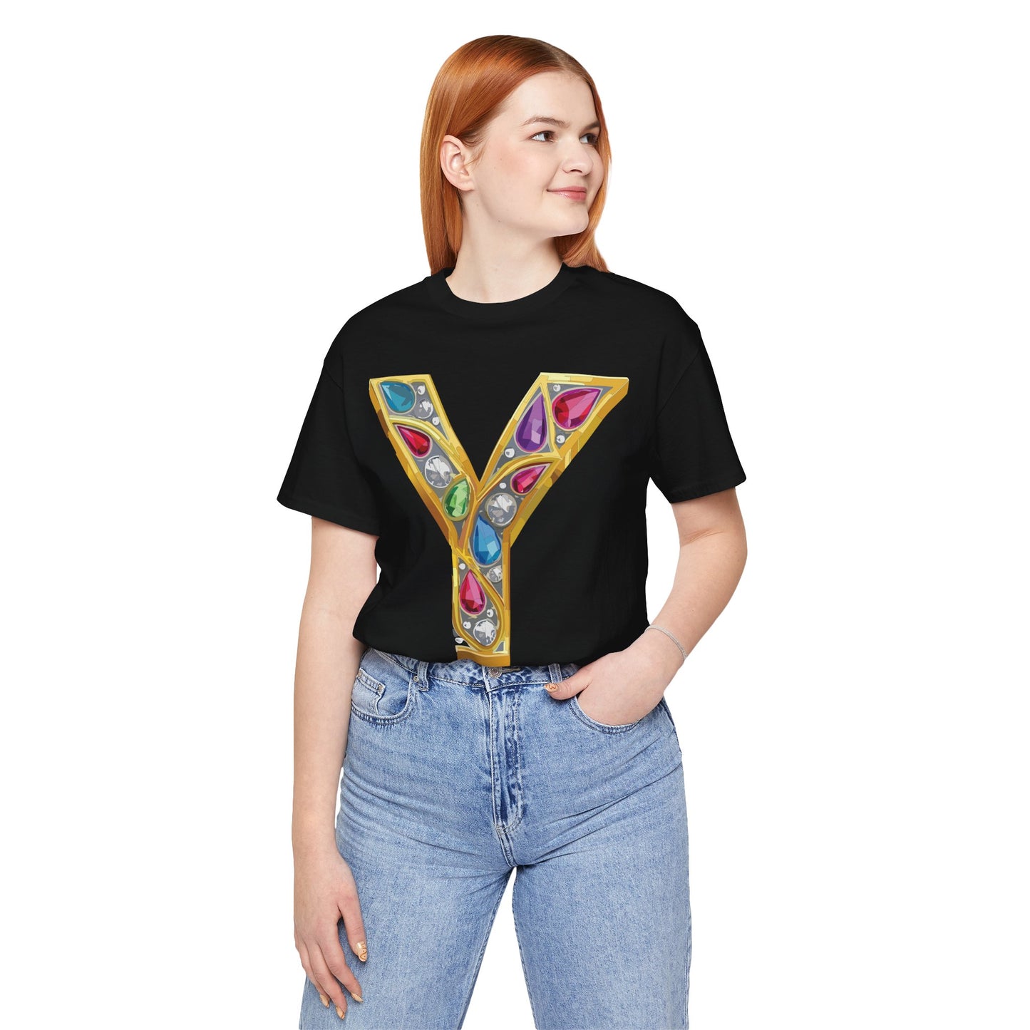 Letter Shirt, Shirt with Letters, Tee Shirt with Gold Letter, Shirt with Antique Letters