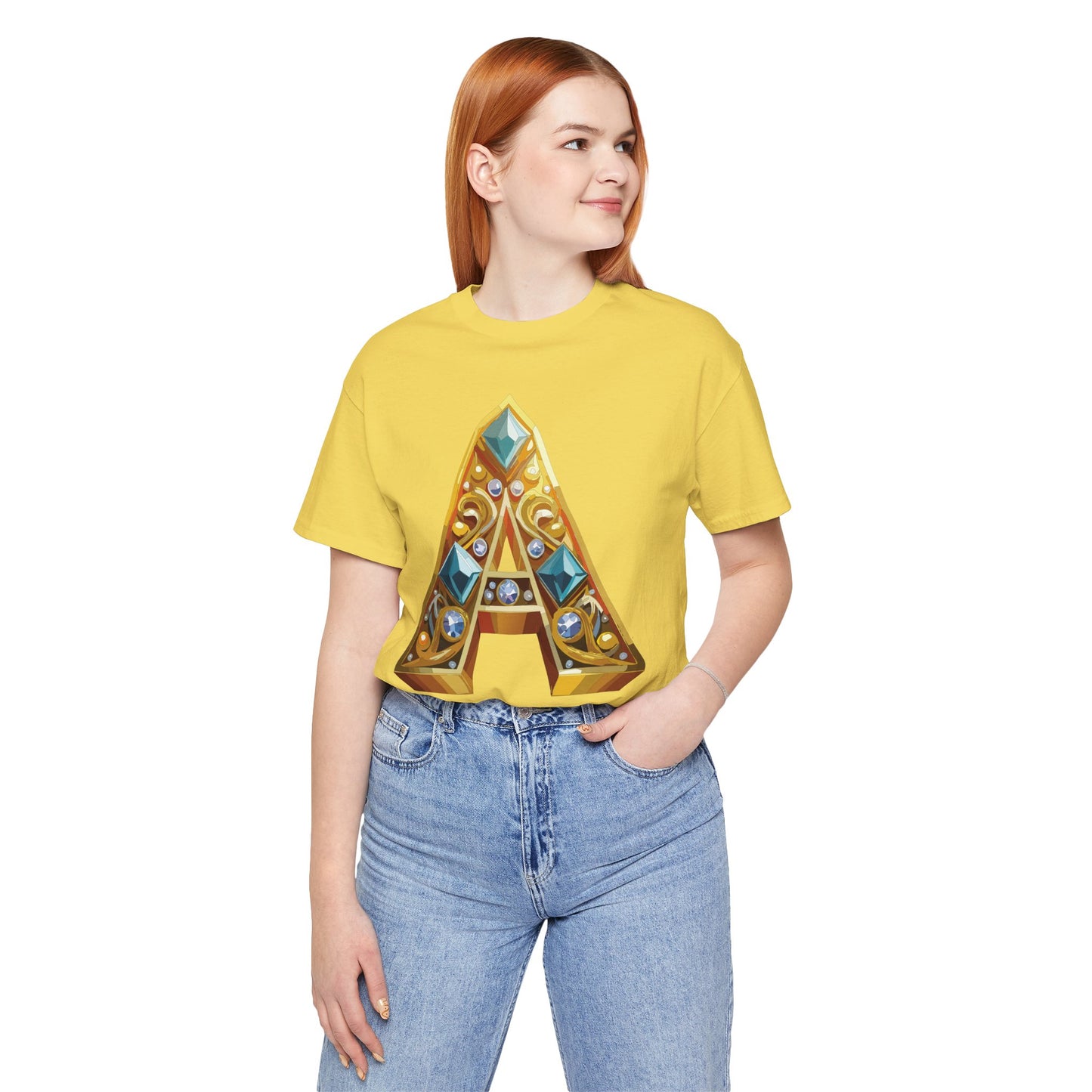 Letter Shirt, Shirt with Letters, Tee Shirt with Gold Letter, Shirt with Antique Letters