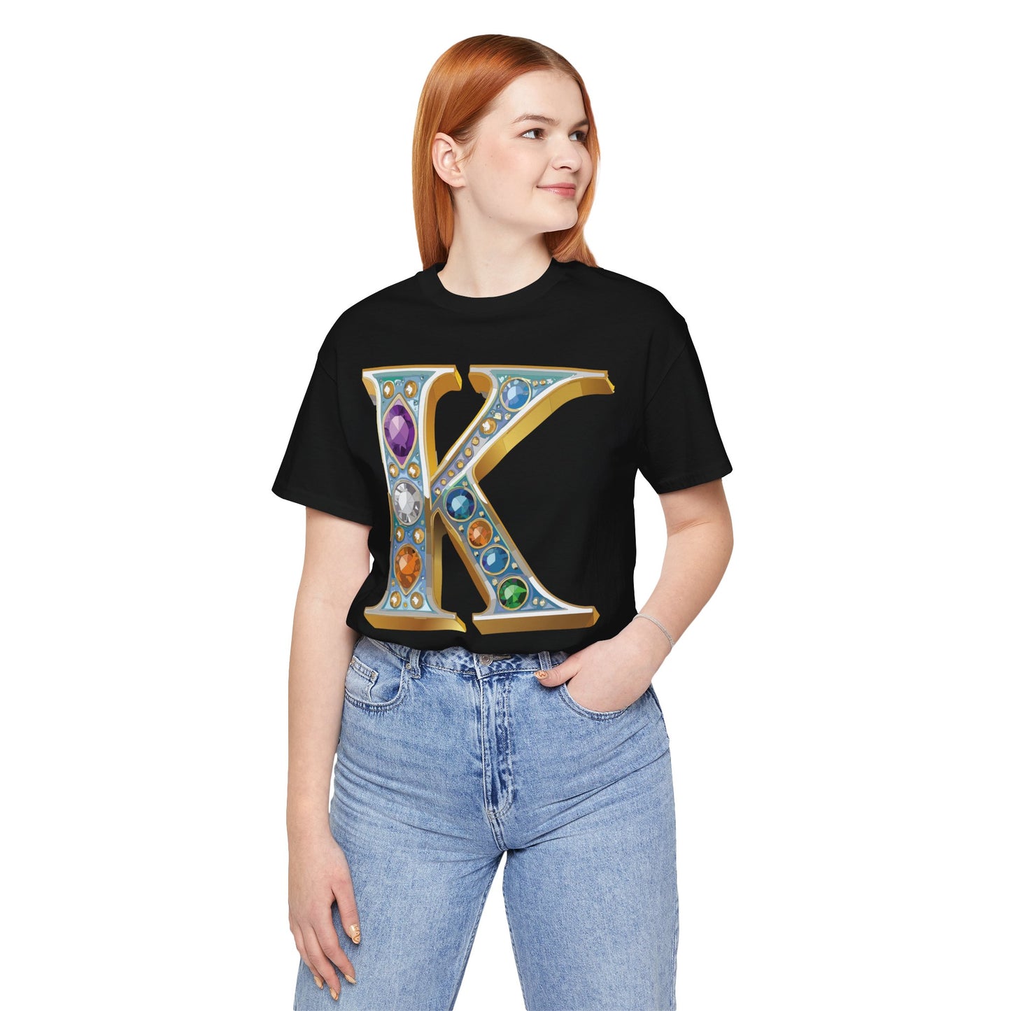 Letter Shirt, Shirt with Letters, Tee Shirt with Gold Letter, Shirt with Antique Letters
