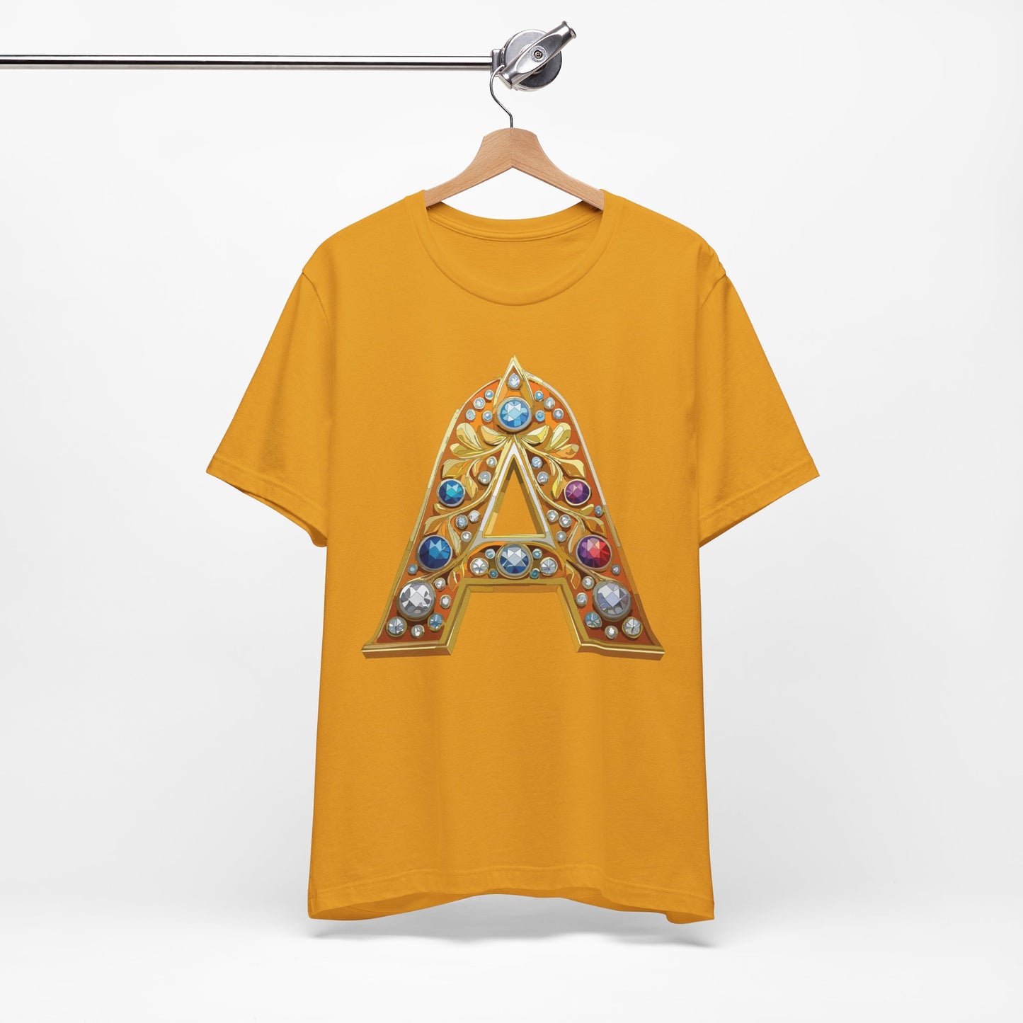 Letter Shirt, Shirt with Letters, Tee Shirt with Gold Letter, Shirt with Antique Letters