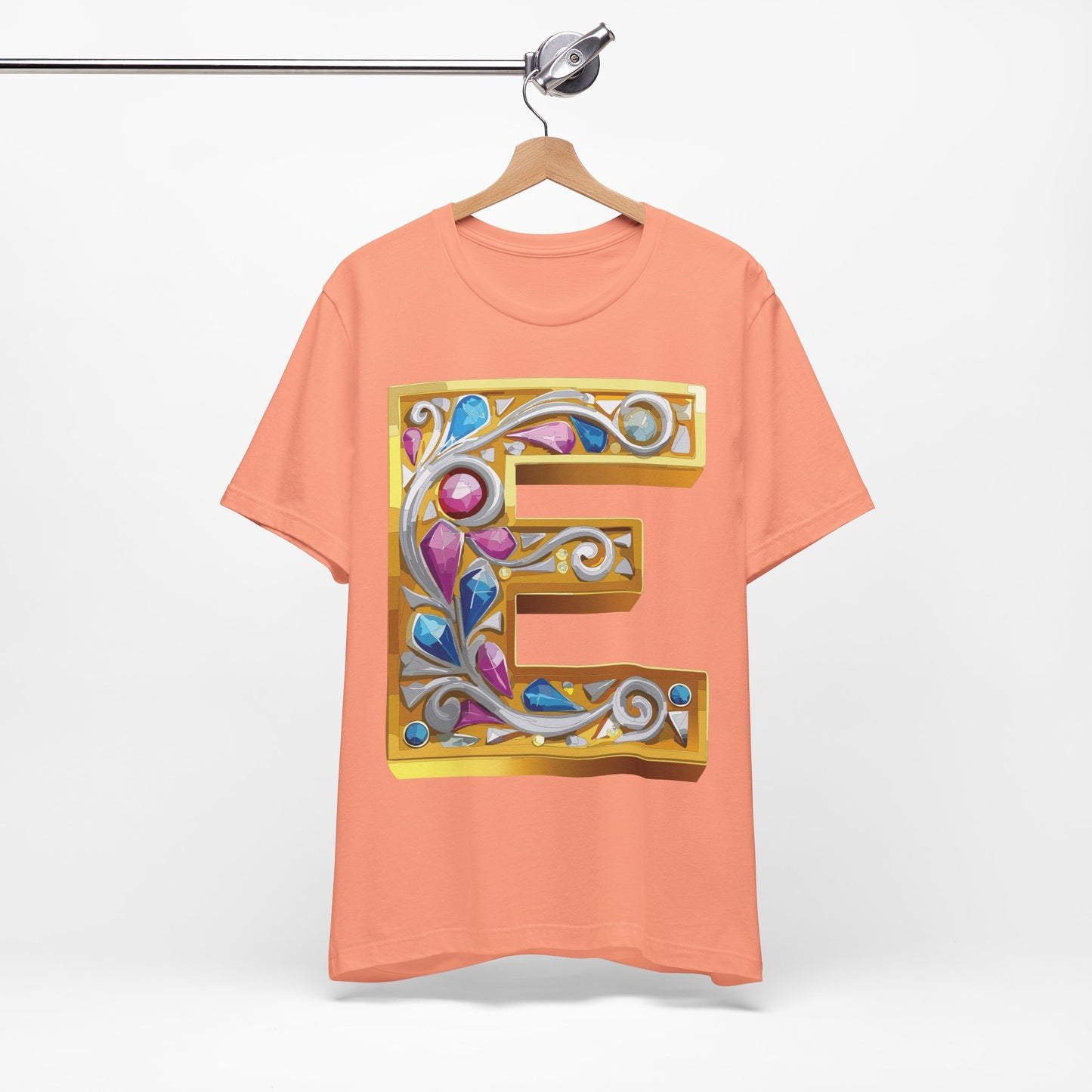 Letter Shirt, Shirt with Letters, Tee Shirt with Gold Letter, Shirt with Antique Letters