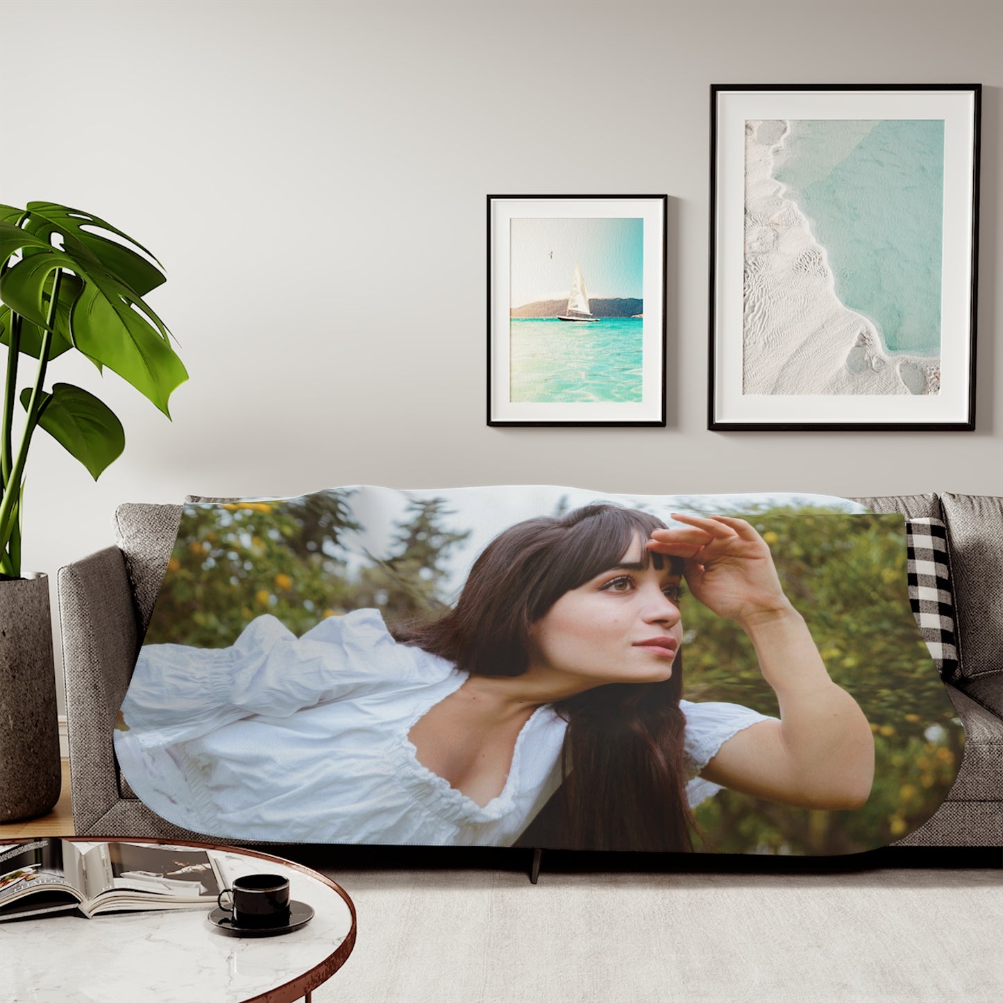 Blanket with Beautiful Woman