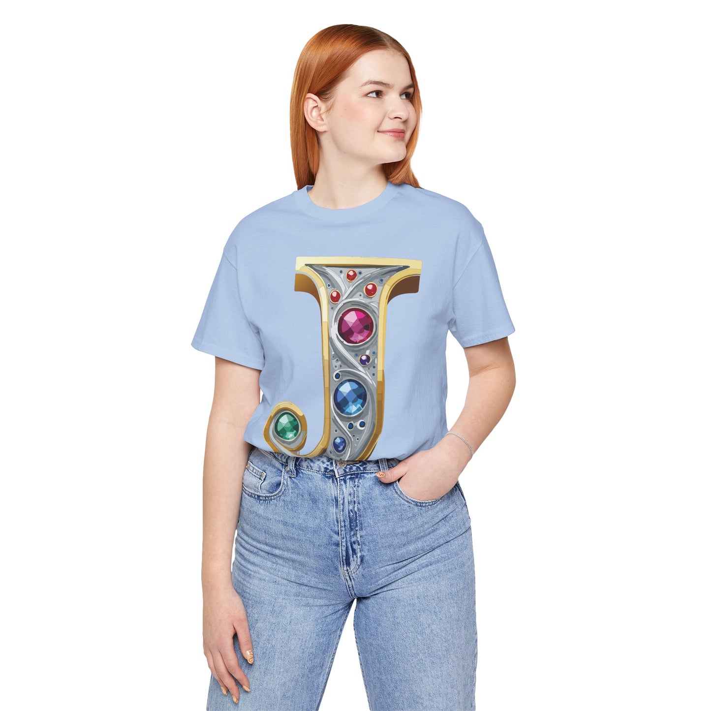 Letter Shirt, Shirt with Letters, Tee Shirt with Gold Letter, Shirt with Antique Letters