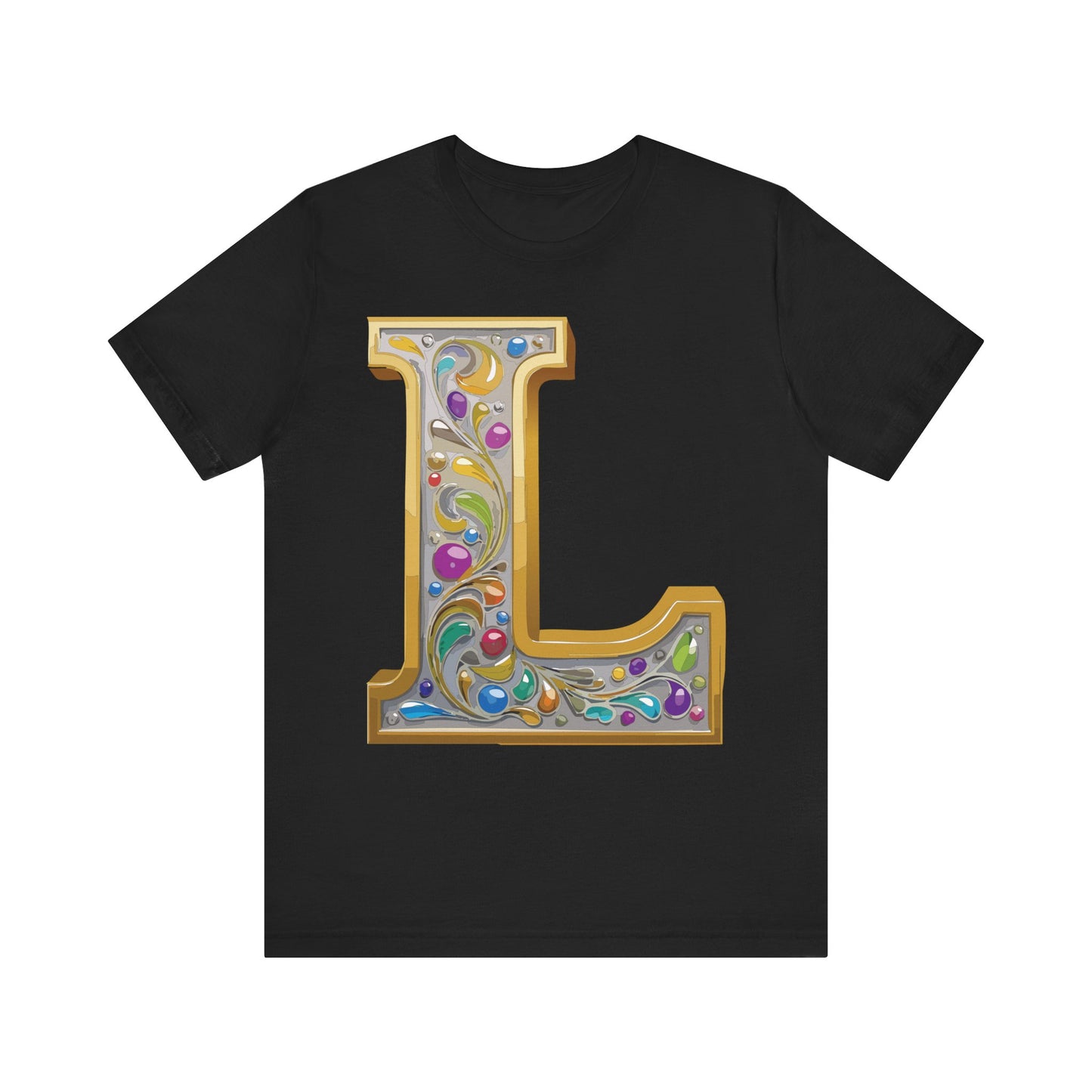 Letter Shirt, Shirt with Letters, Tee Shirt with Gold Letter, Shirt with Antique Letters