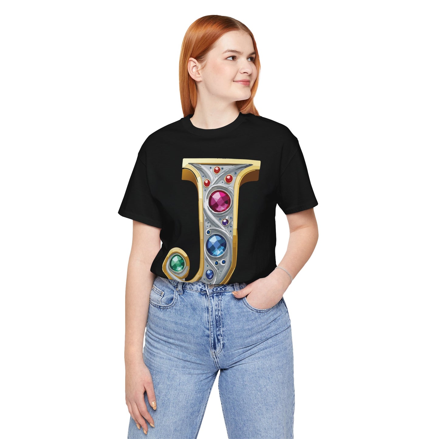 Letter Shirt, Shirt with Letters, Tee Shirt with Gold Letter, Shirt with Antique Letters