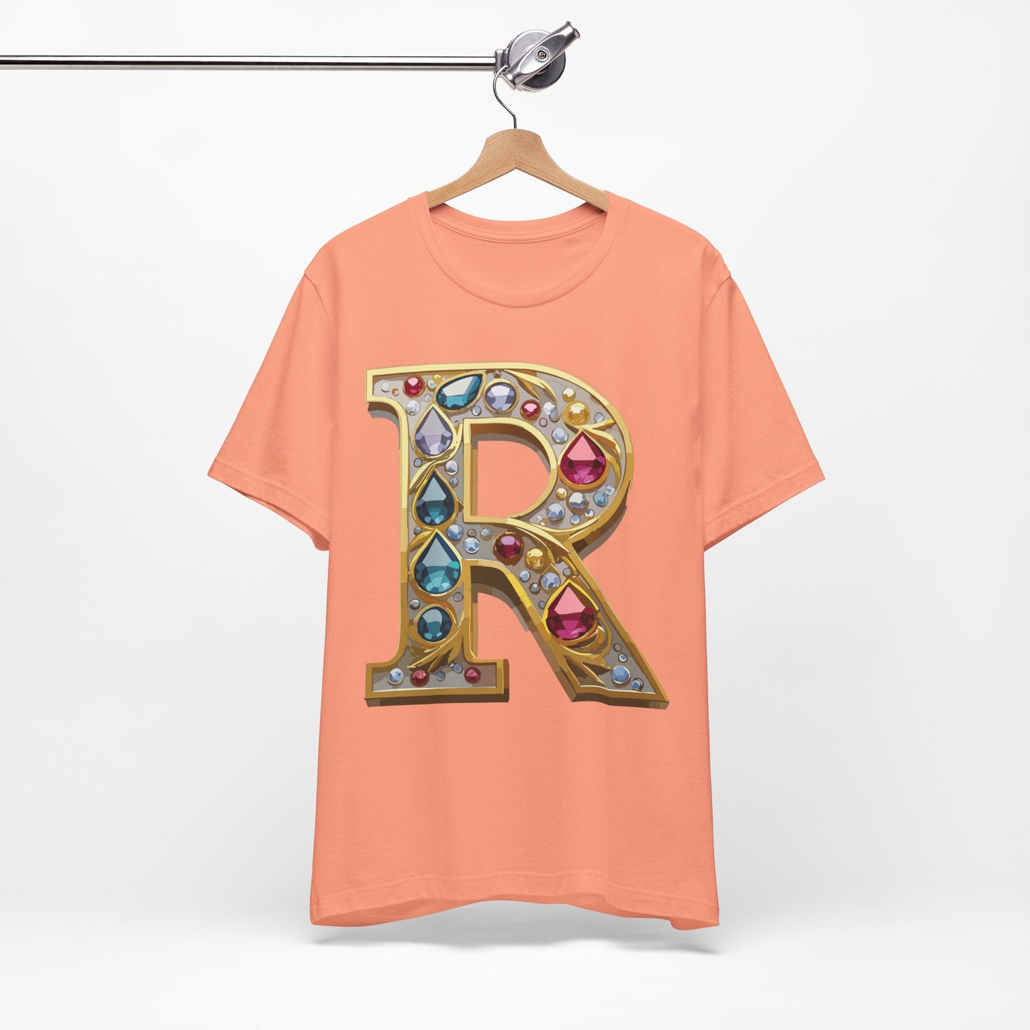 Letter Shirt, Shirt with Letters, Tee Shirt with Gold Letter, Shirt with Antique Letters