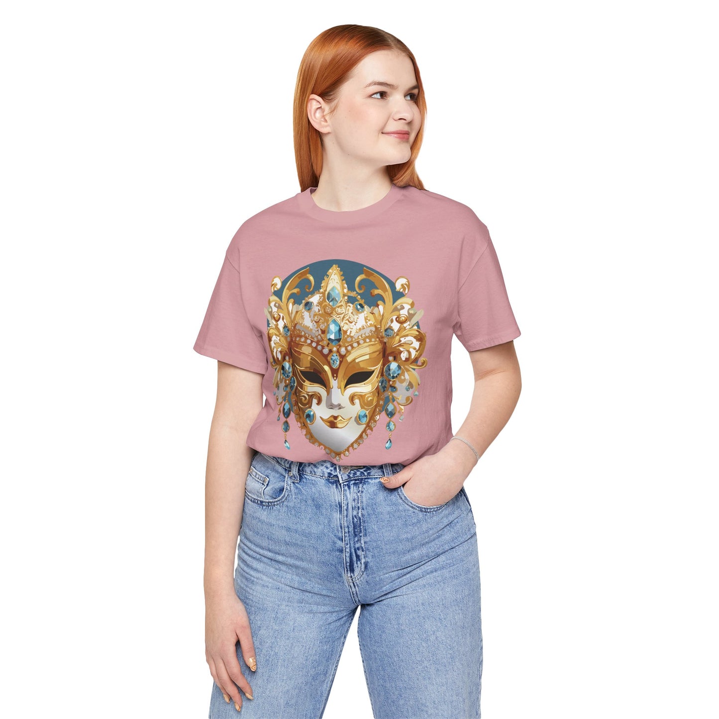 Mask Shirt, Shirt with Mask, Tee Shirt with Gold Face