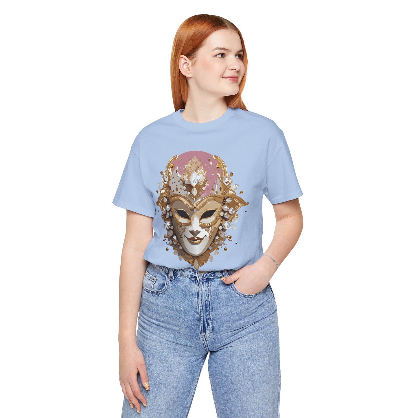 Mask Shirt, Shirt with Mask, Tee Shirt with Gold Face