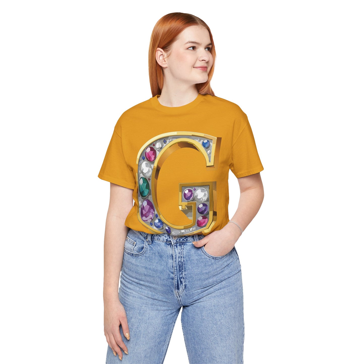 Letter Shirt, Shirt with Letters, Tee Shirt with Gold Letter, Shirt with Antique Letters