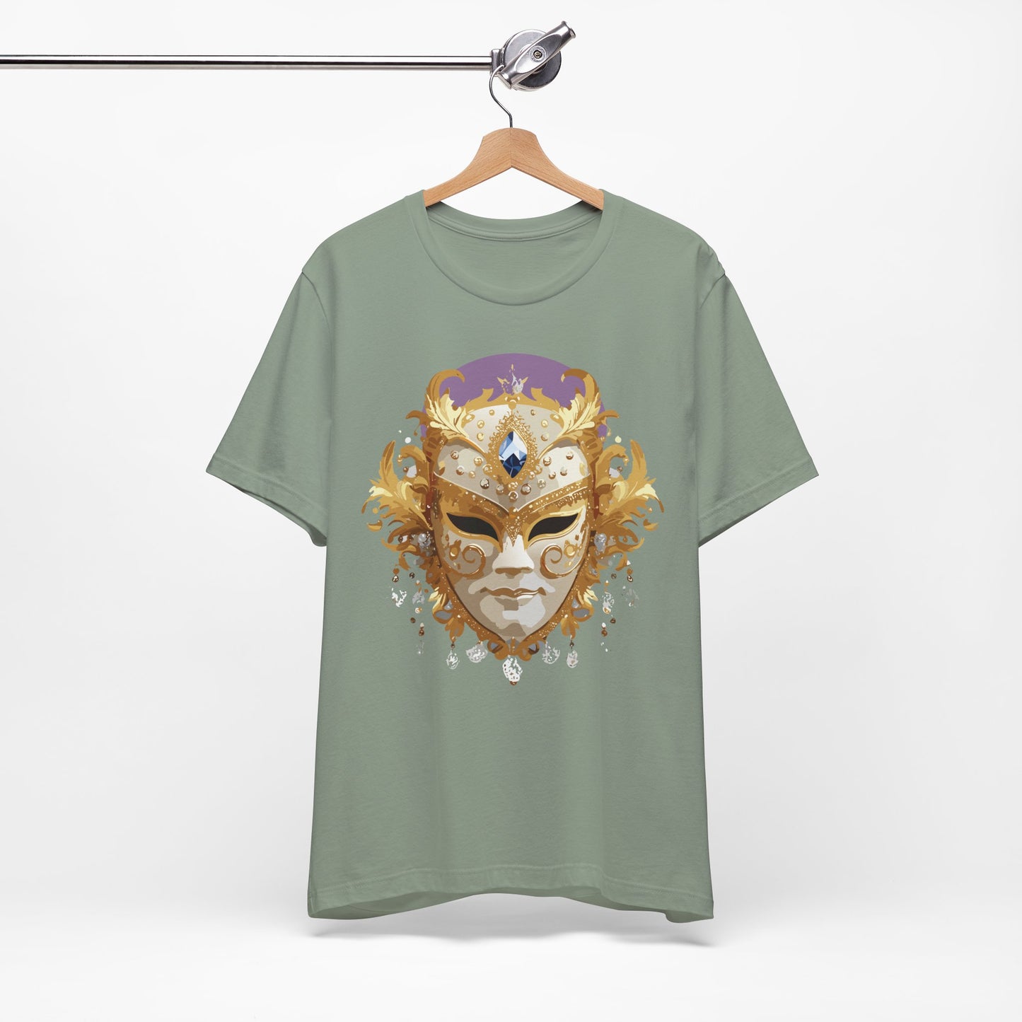 Mask Shirt, Shirt with Mask, Tee Shirt with Gold Face