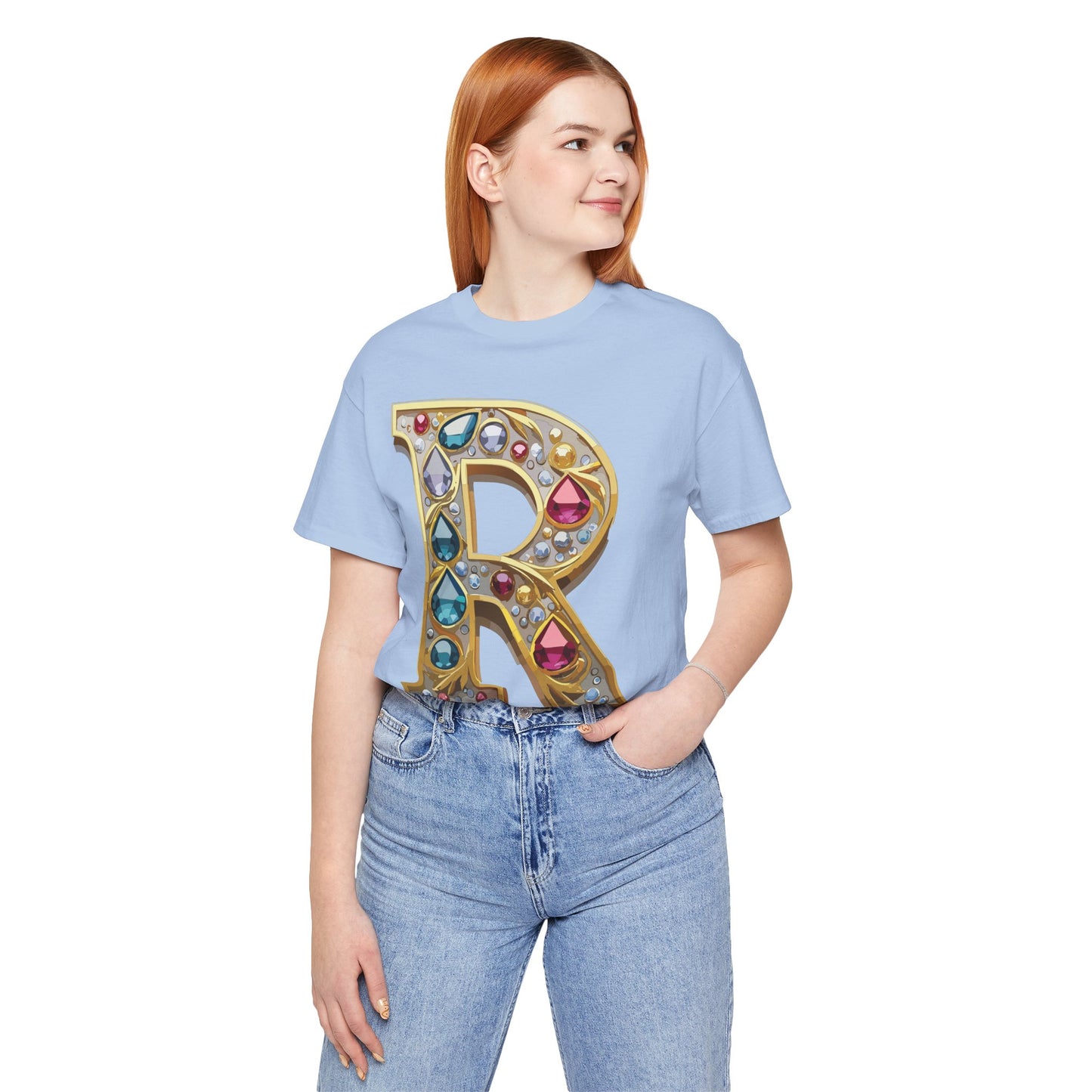 Letter Shirt, Shirt with Letters, Tee Shirt with Gold Letter, Shirt with Antique Letters