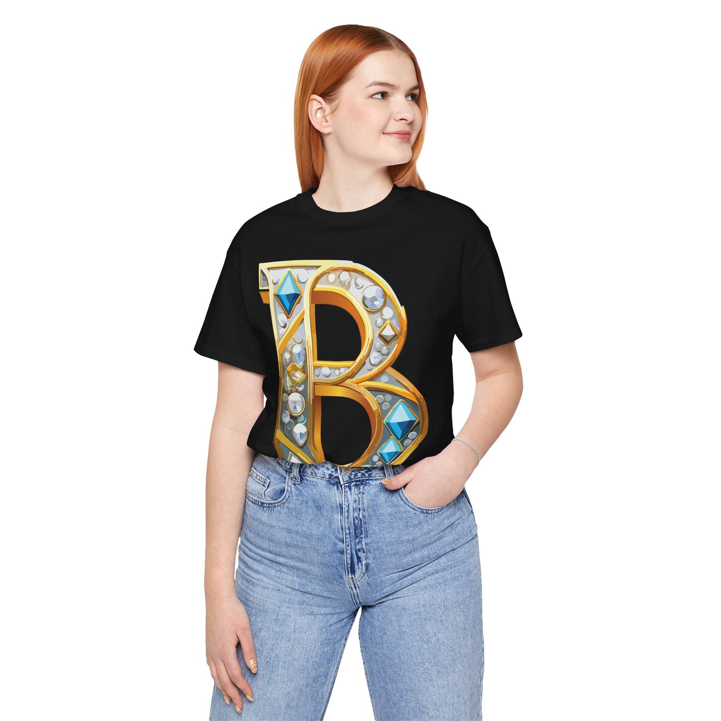 Letter Shirt, Shirt with Letters, Tee Shirt with Gold Letter, Shirt with Antique Letters