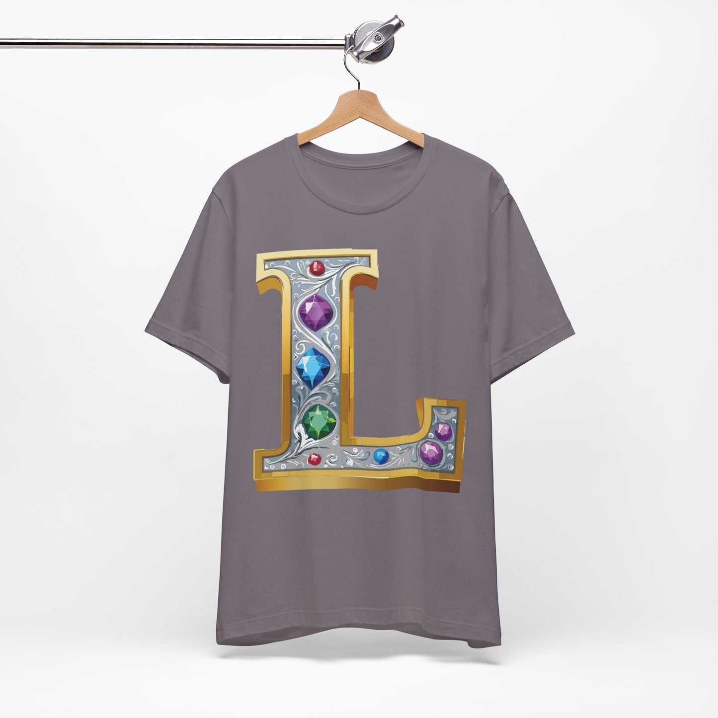 Letter Shirt, Shirt with Letters, Tee Shirt with Gold Letter, Shirt with Antique Letters