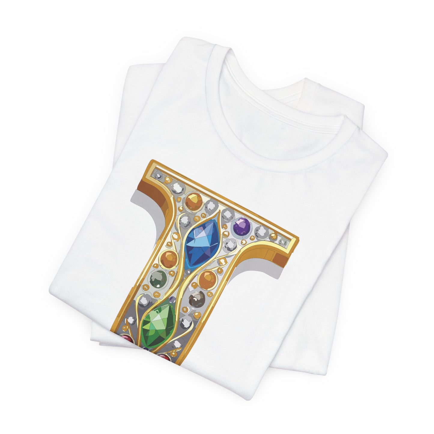 Letter Shirt, Shirt with Letters, Tee Shirt with Gold Letter, Shirt with Antique Letters