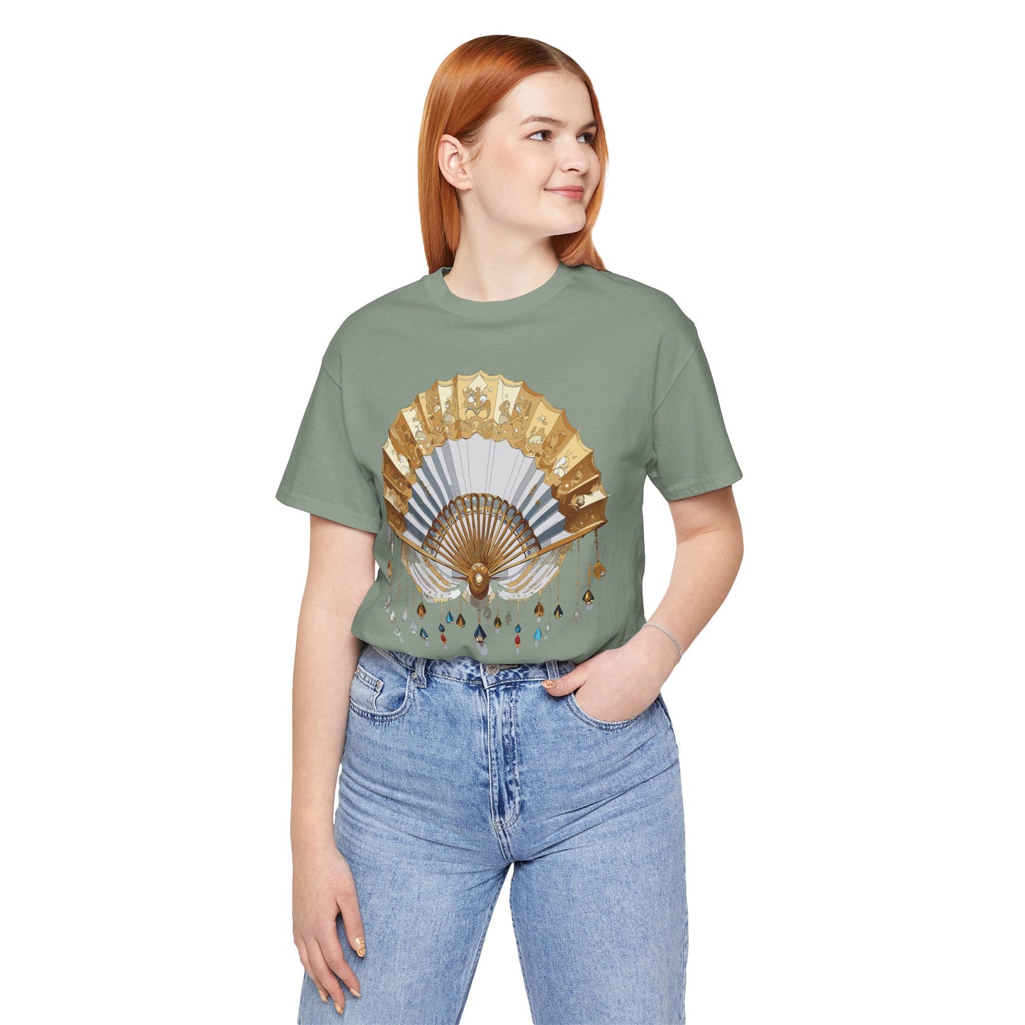 Fan shirt, Shirt with Fan, Tee Shirt with Gold Blower