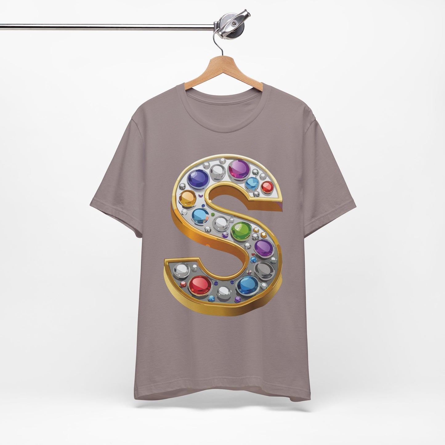 Letter Shirt, Shirt with Letters, Tee Shirt with Gold Letter, Shirt with Antique Letters