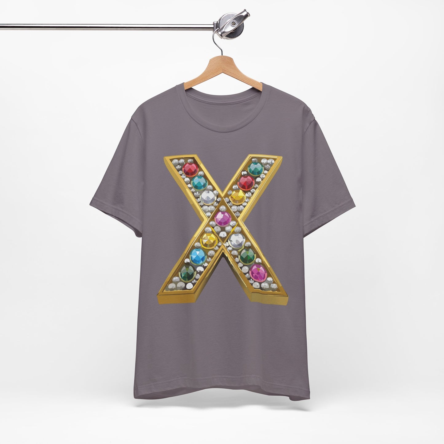 Letter Shirt, Shirt with Letters, Tee Shirt with Gold Letter, Shirt with Antique Letters