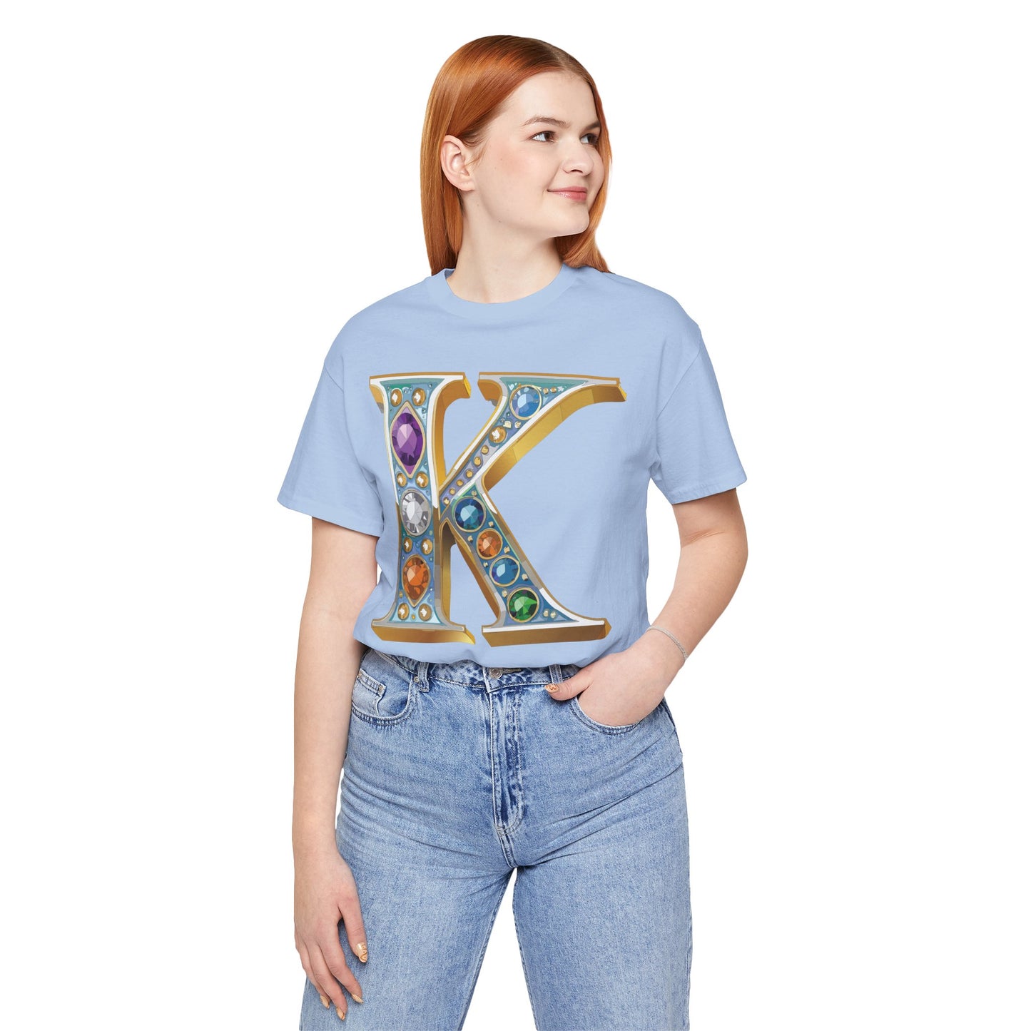 Letter Shirt, Shirt with Letters, Tee Shirt with Gold Letter, Shirt with Antique Letters