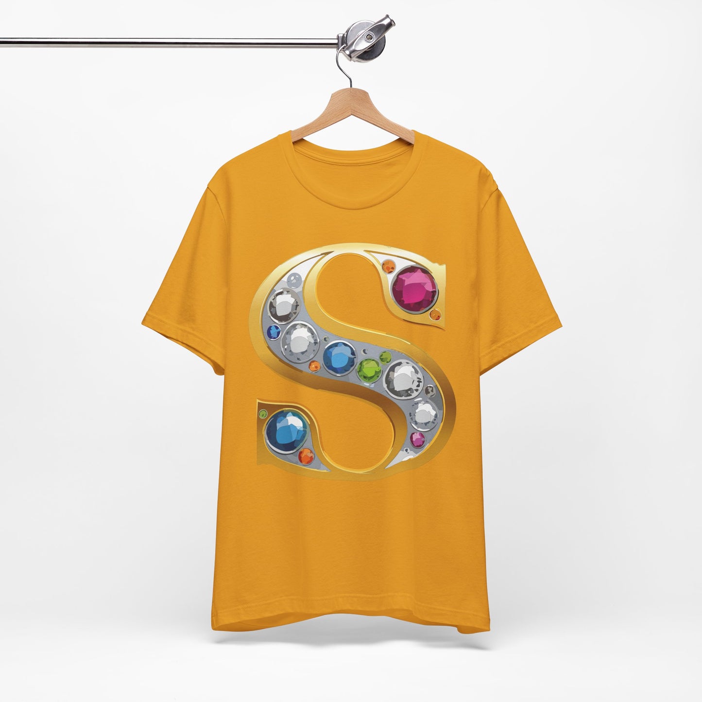 Letter Shirt, Shirt with Letters, Tee Shirt with Gold Letter, Shirt with Antique Letters