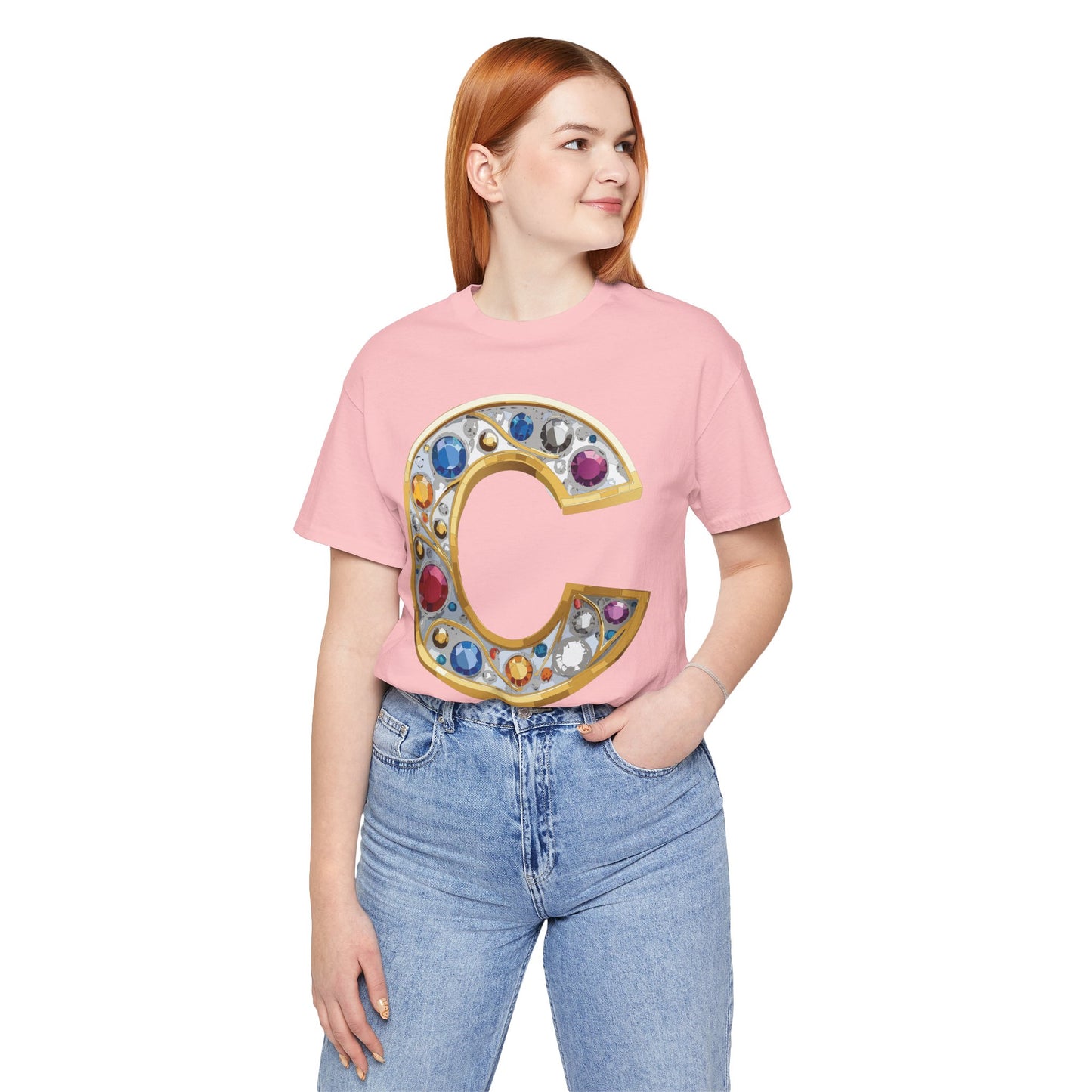 Letter Shirt, Shirt with Letters, Tee Shirt with Gold Letter, Shirt with Antique Letters