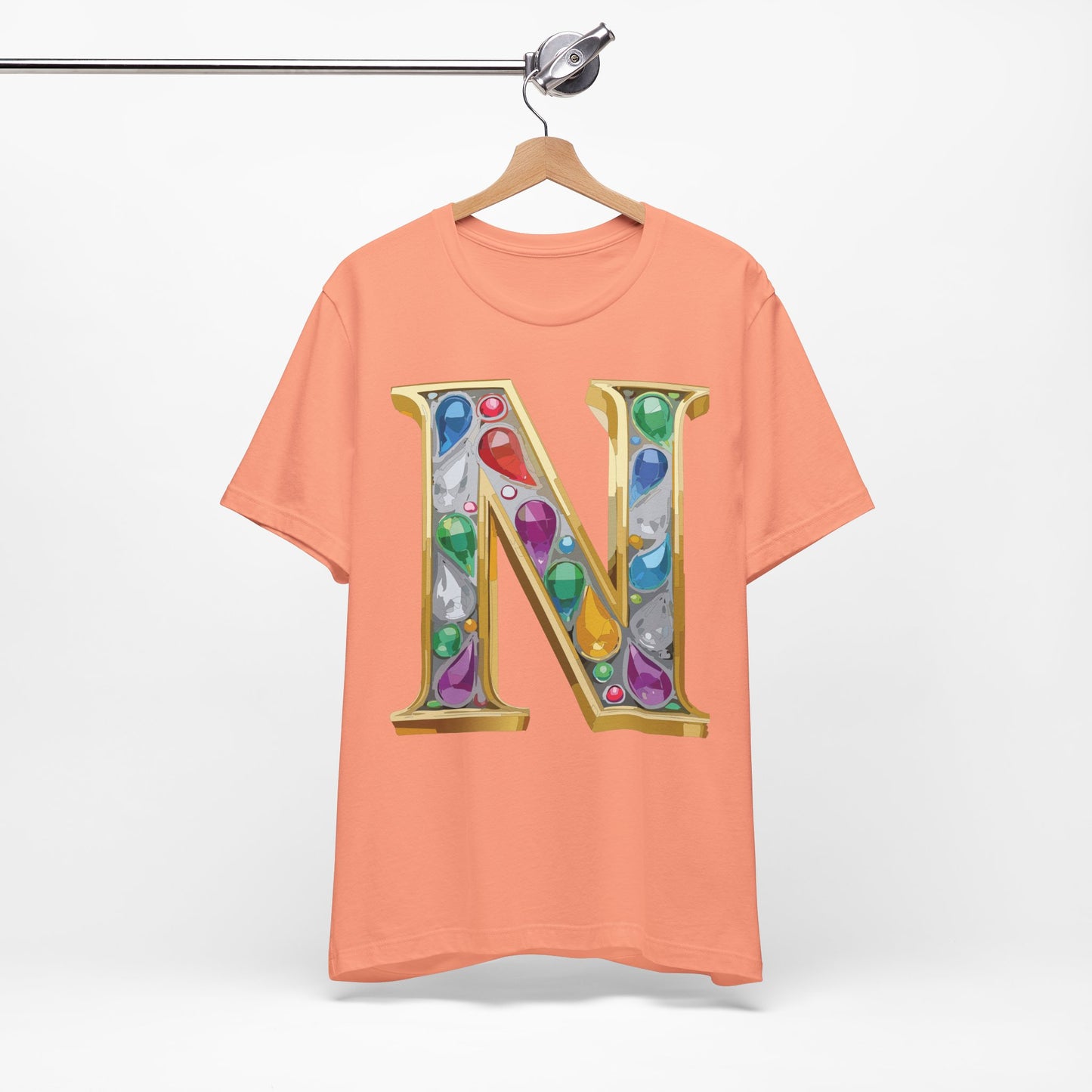 Letter Shirt, Shirt with Letters, Tee Shirt with Gold Letter, Shirt with Antique Letters