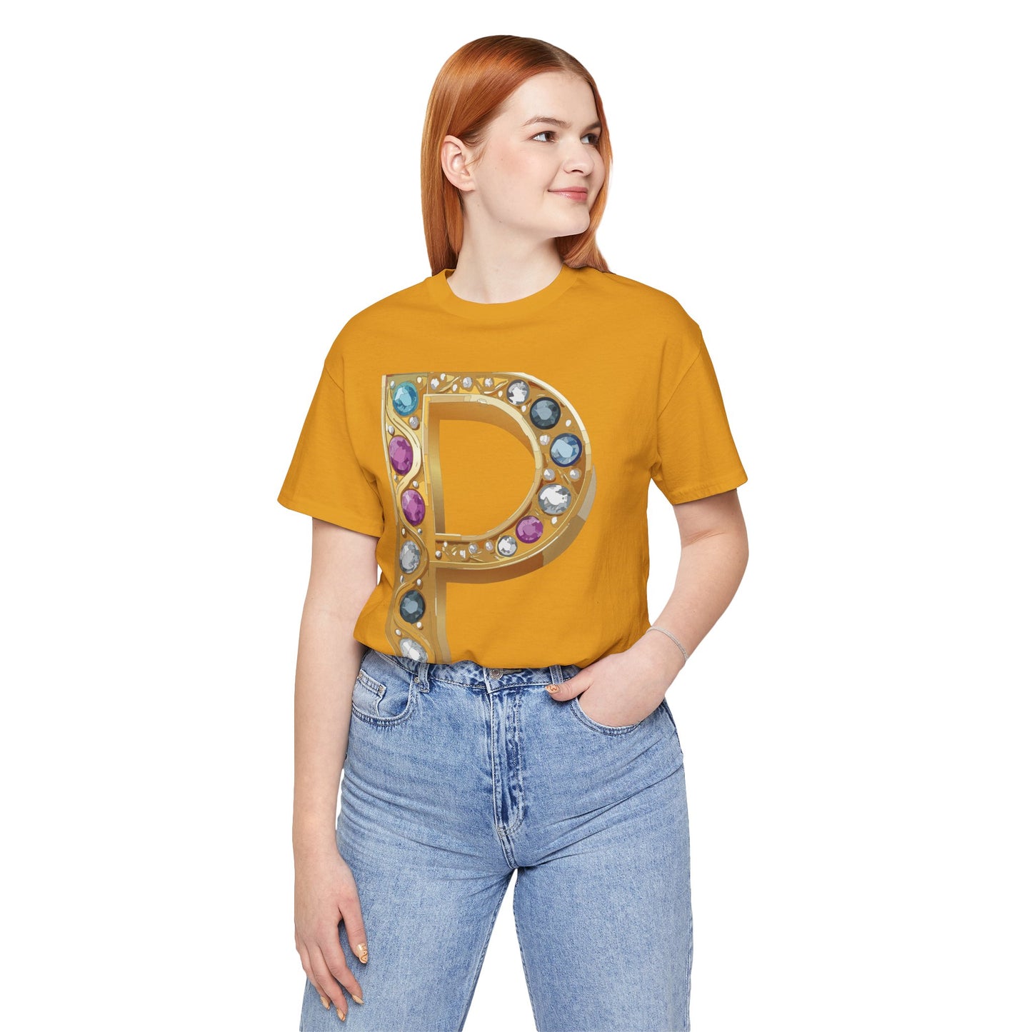 Letter Shirt, Shirt with Letters, Tee Shirt with Gold Letter, Shirt with Antique Letters