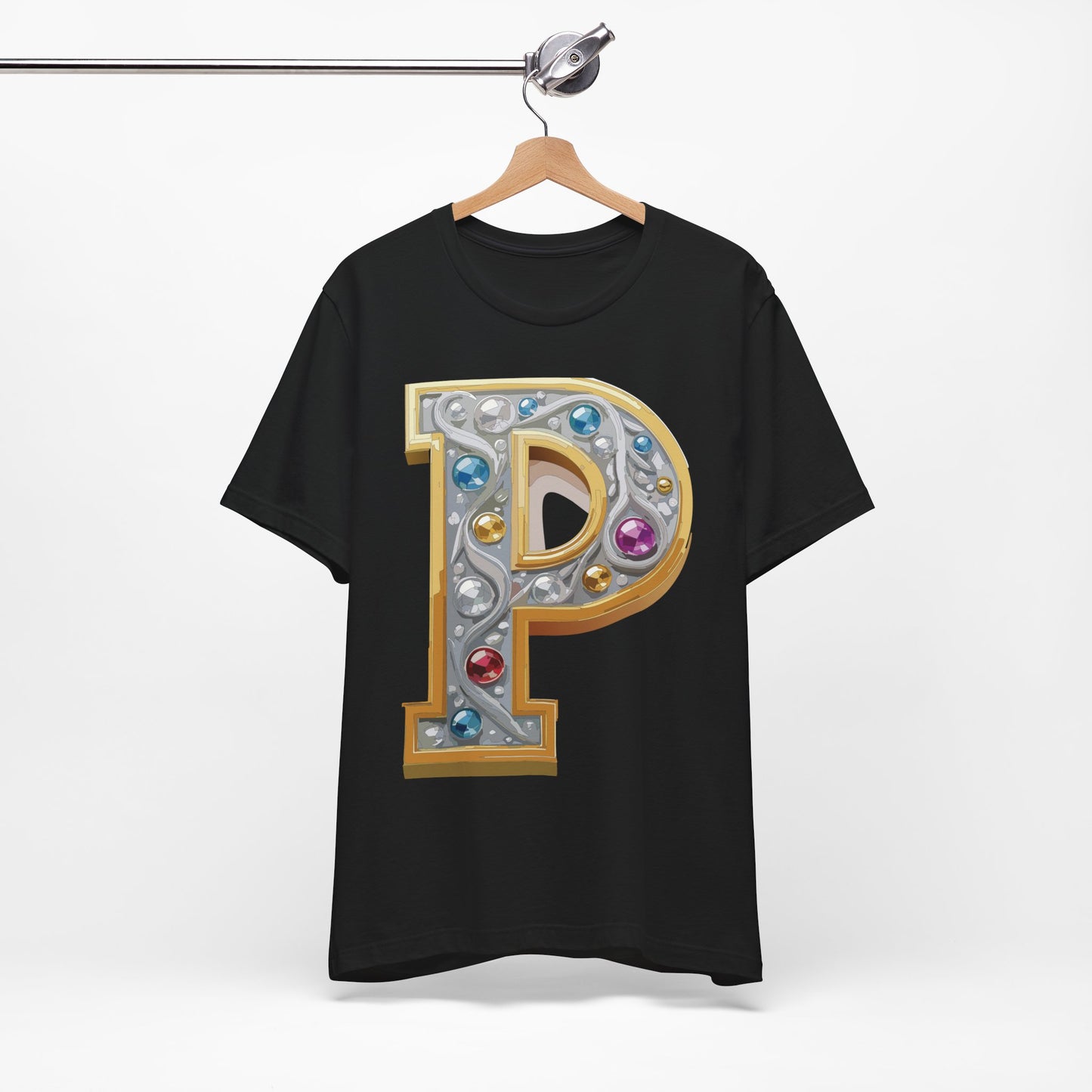 Letter Shirt, Shirt with Letters, Tee Shirt with Gold Letter, Shirt with Antique Letters