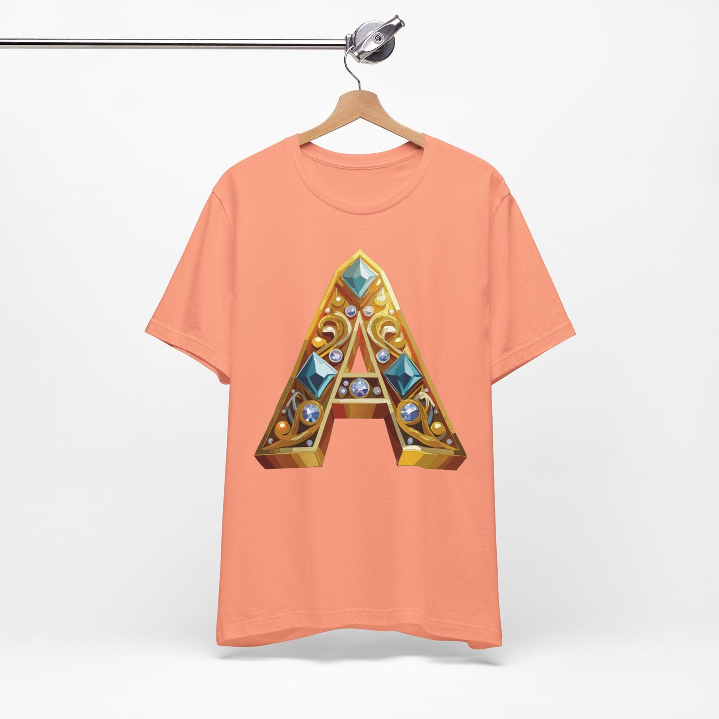 Letter Shirt, Shirt with Letters, Tee Shirt with Gold Letter, Shirt with Antique Letters