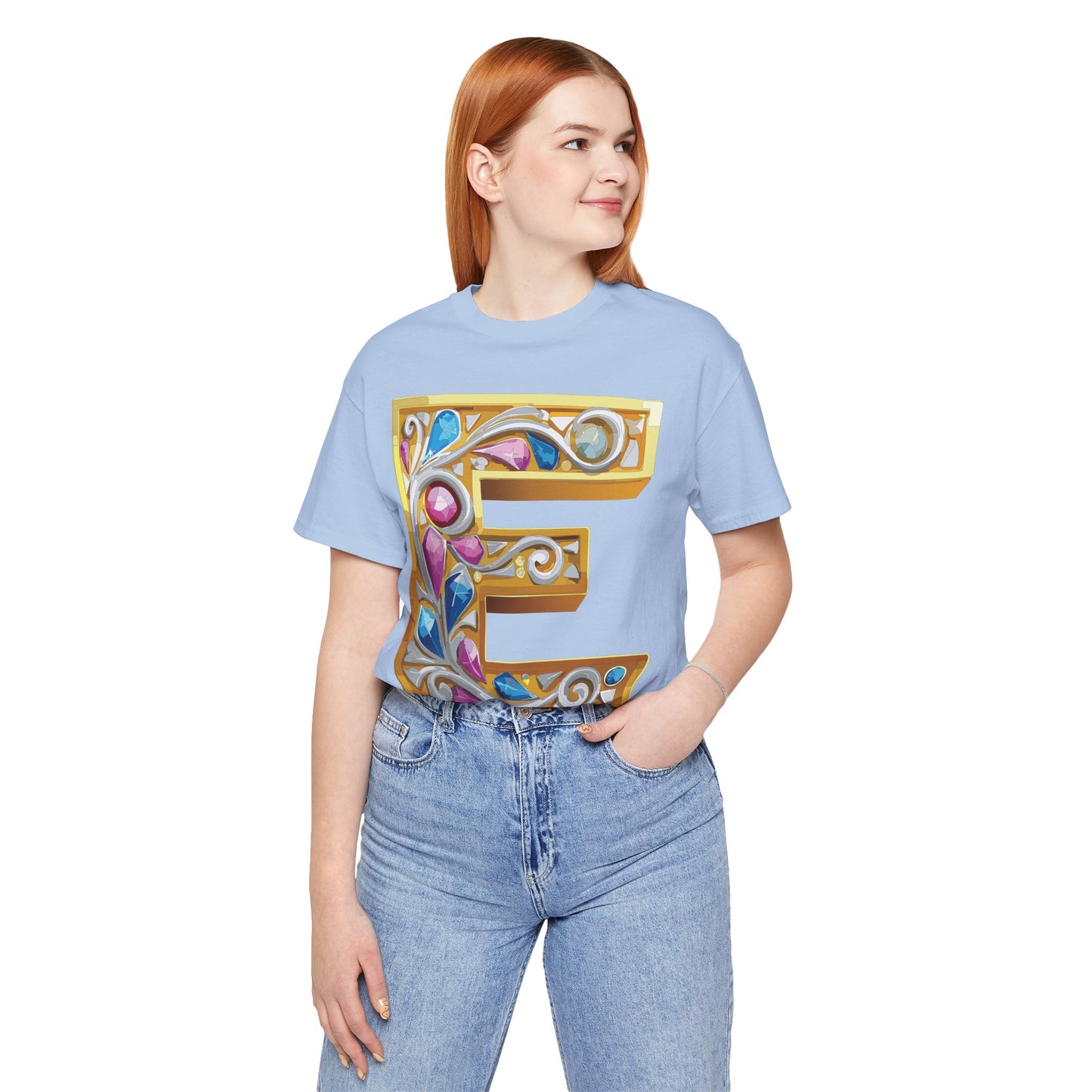 Letter Shirt, Shirt with Letters, Tee Shirt with Gold Letter, Shirt with Antique Letters