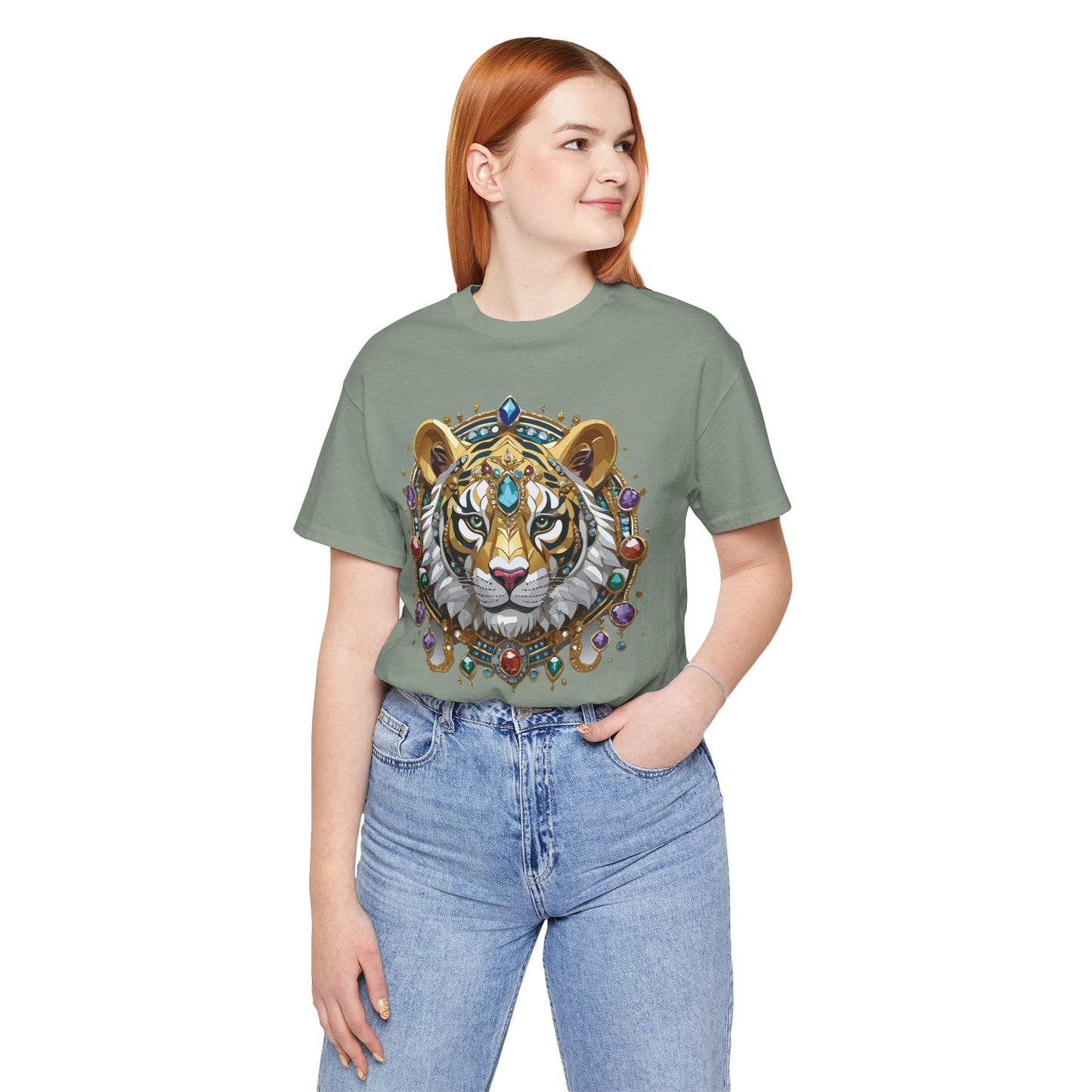 Animal Shirt, Shirt with Animal, Tee Shirt with Gold Animal Medal, Shirt with Antique Animal Medallion