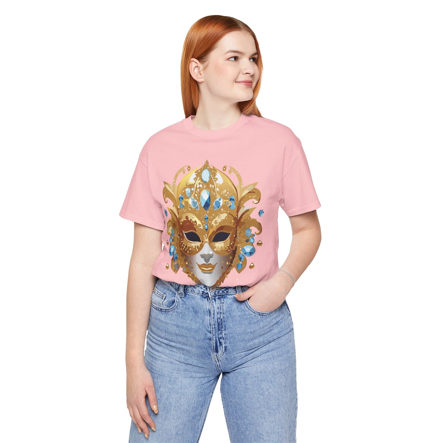 Mask Shirt, Shirt with Mask, Tee Shirt with Gold Face