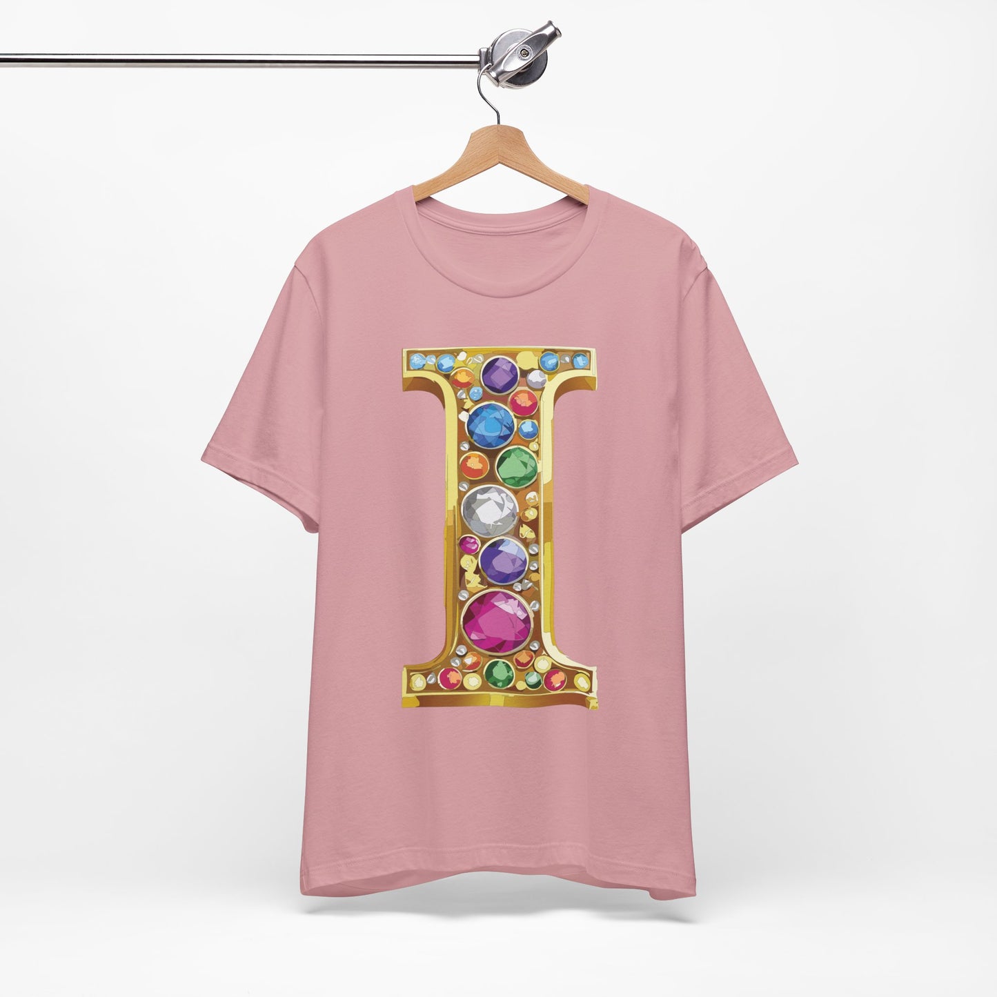 Letter Shirt, Shirt with Letters, Tee Shirt with Gold Letter, Shirt with Antique Letters