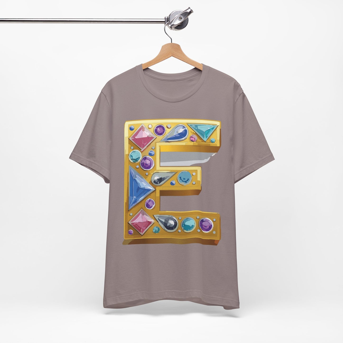 Letter Shirt, Shirt with Letters, Tee Shirt with Gold Letter, Shirt with Antique Letters